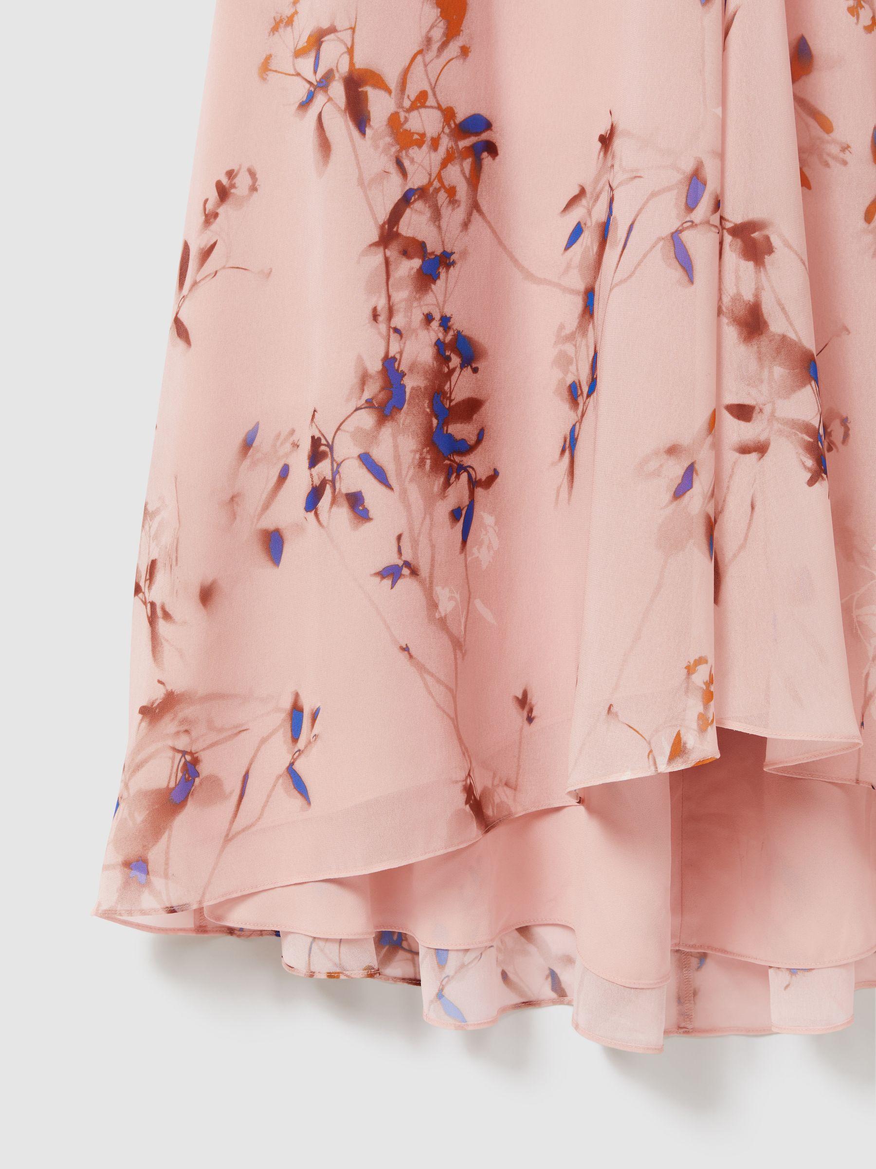 Printed Open Back Midi Dress in Blush