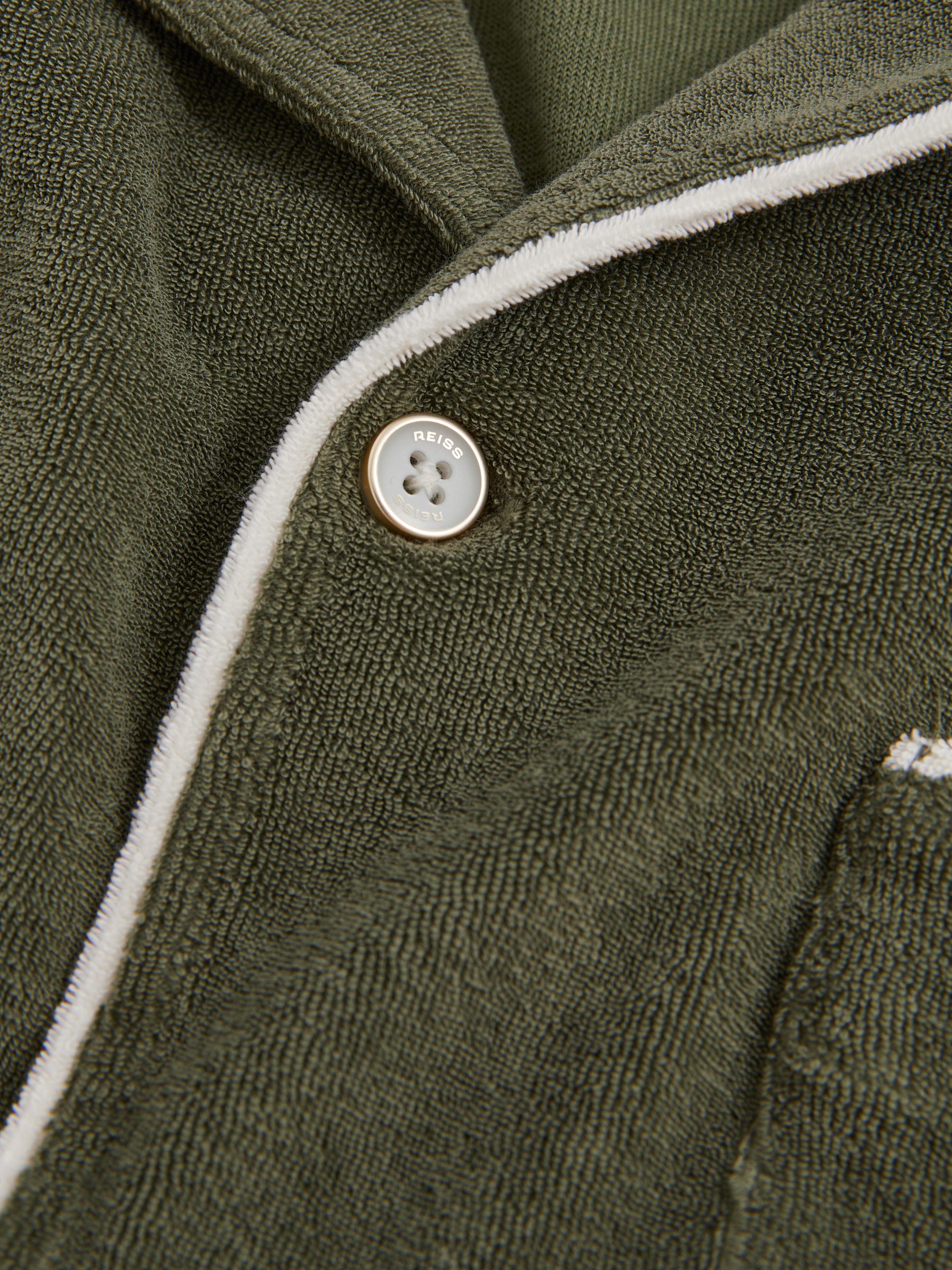 Towelling Contrast-Trim Shirt in Green/White