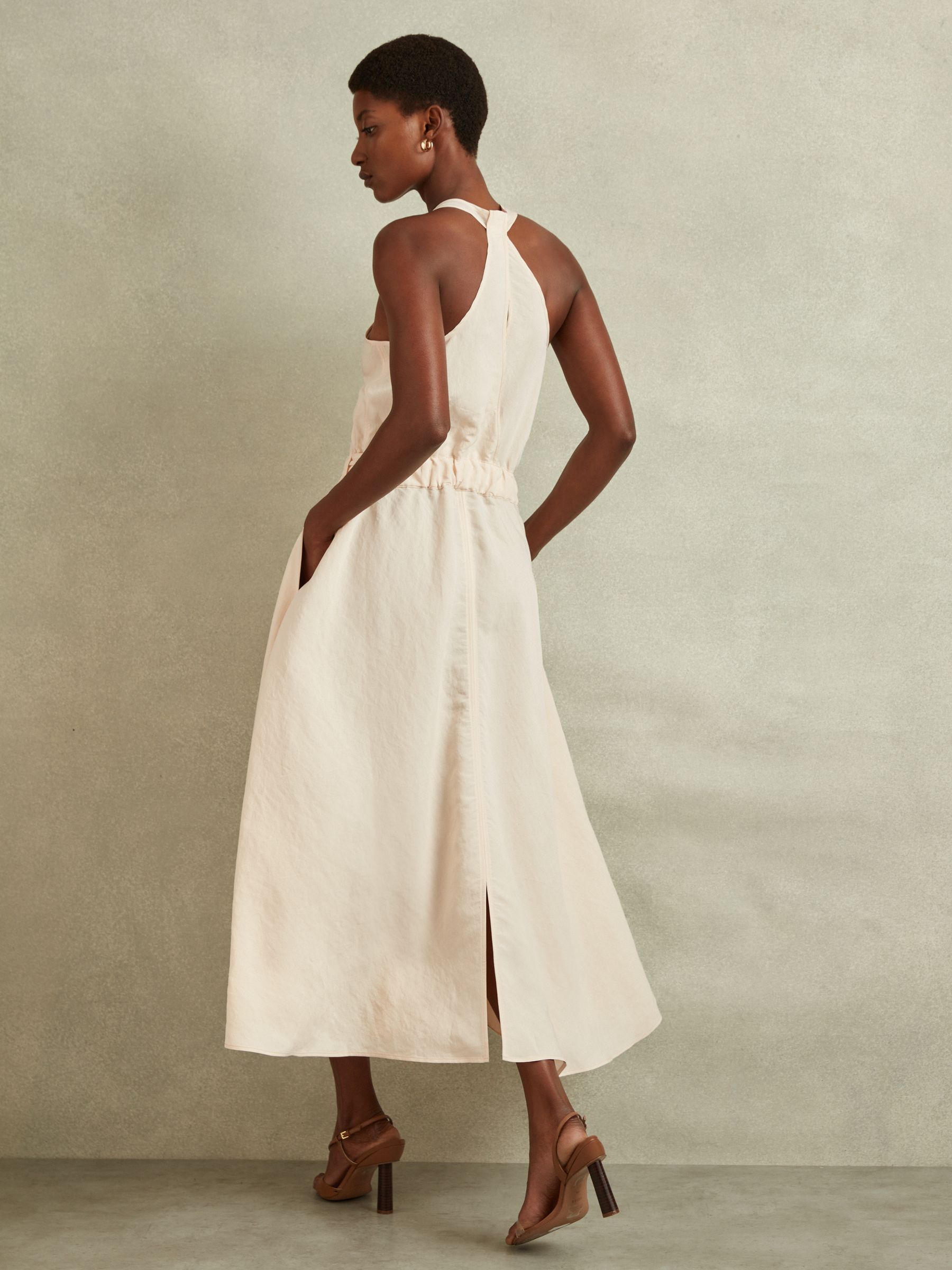 Modal Blend Parachute Midi Dress in Cream