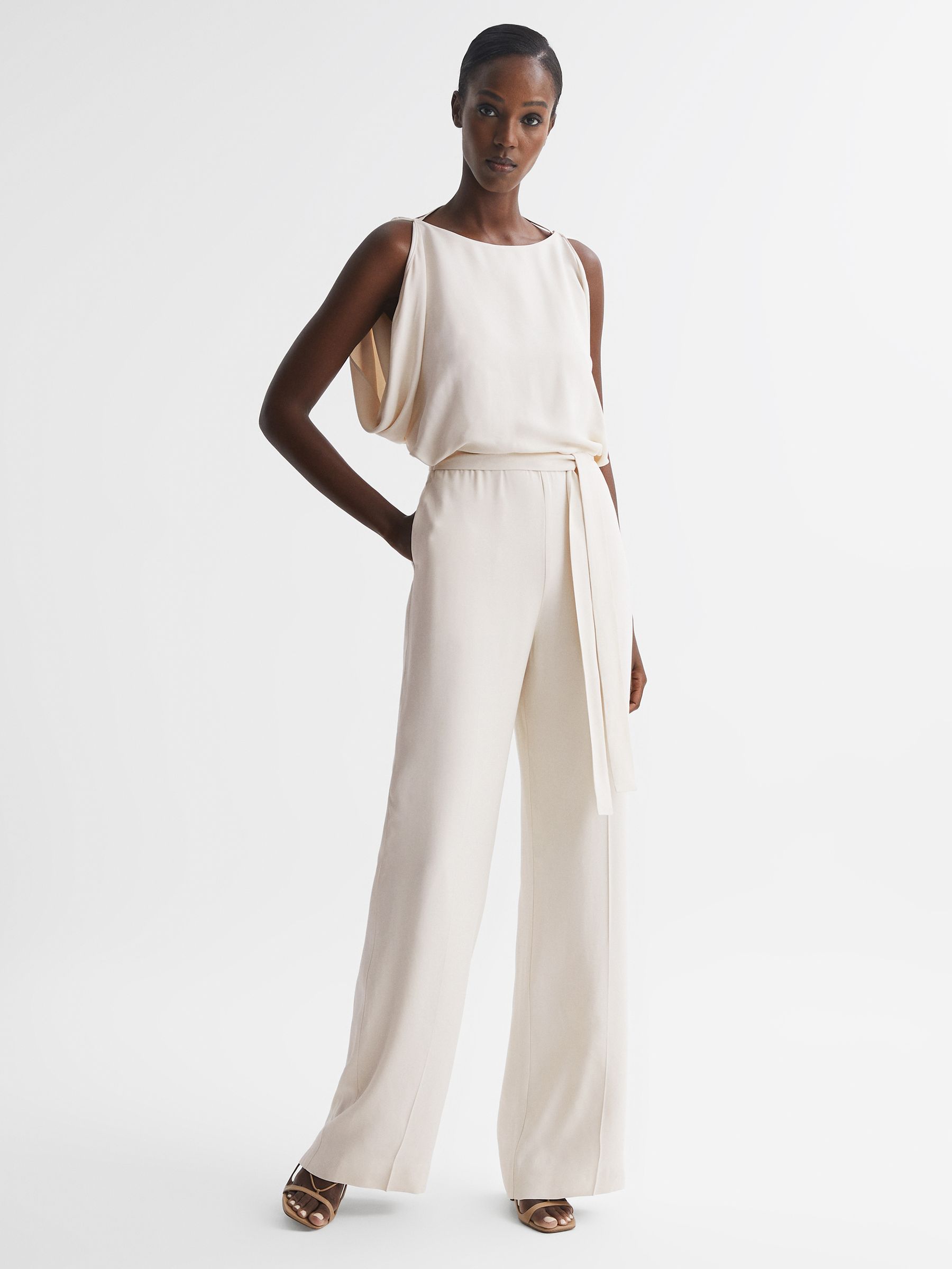 Wide Leg Bridal Jumpsuit in Ivory