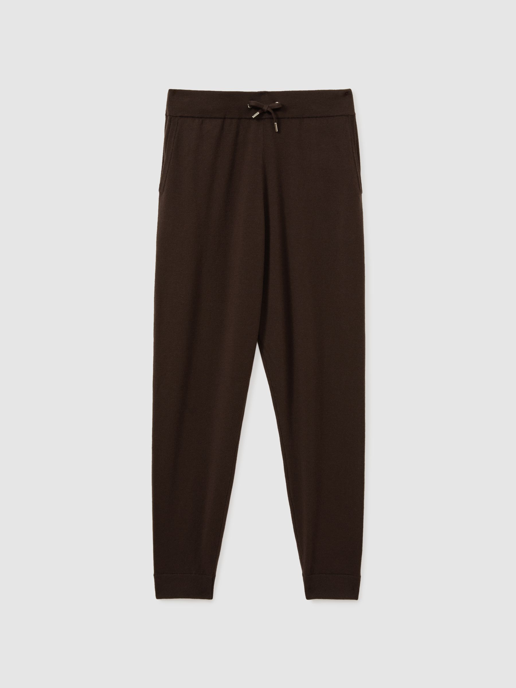 Merino Wool Blend Drawstring Joggers in Coco Brown