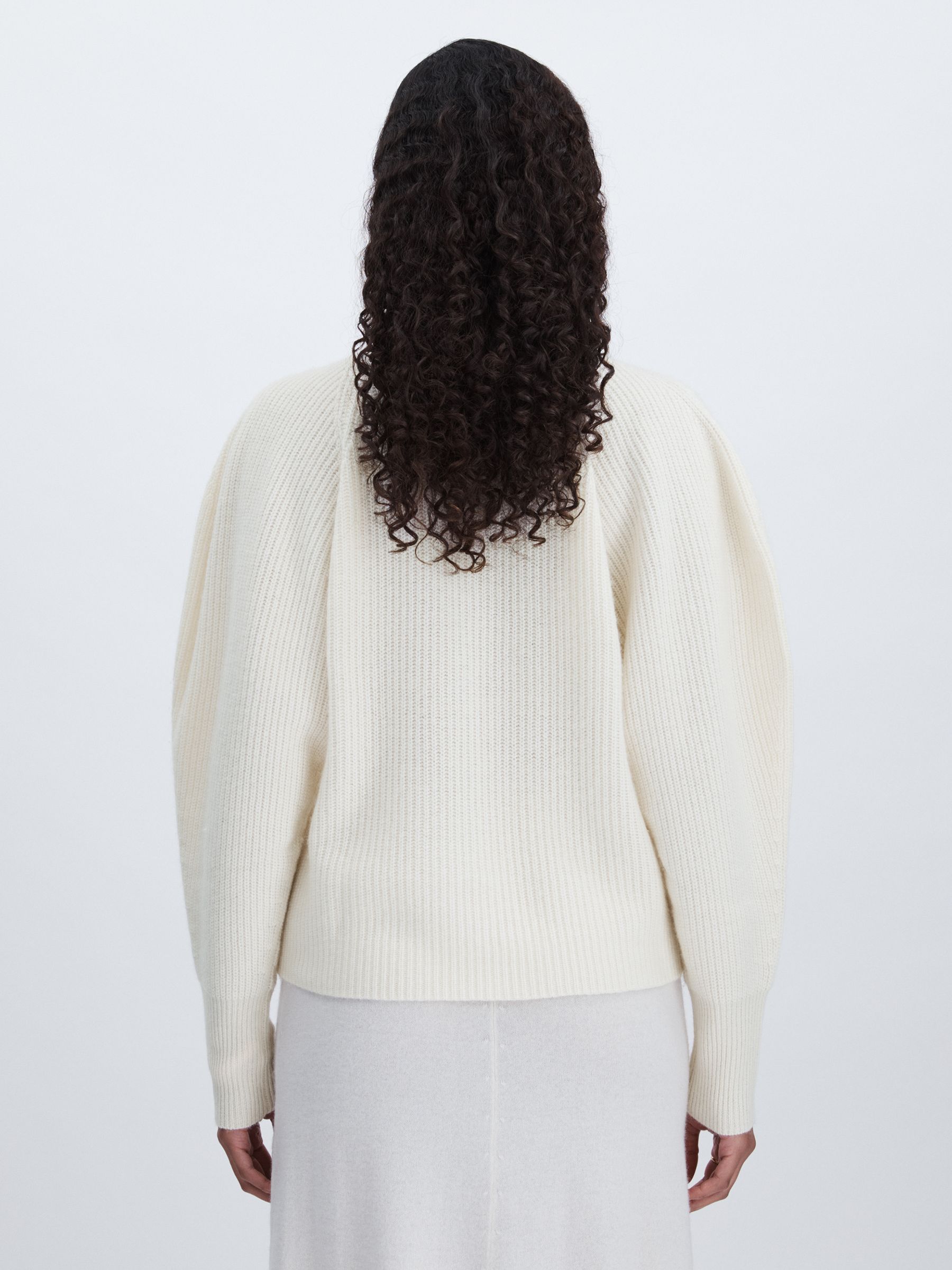 Wool Cashmere Roll Neck Jumper in Cream