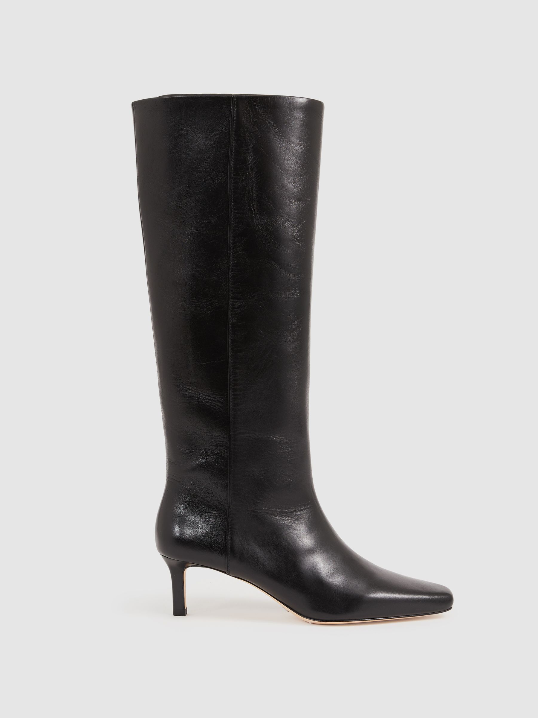 Paige Leather Knee-High Boots in Black