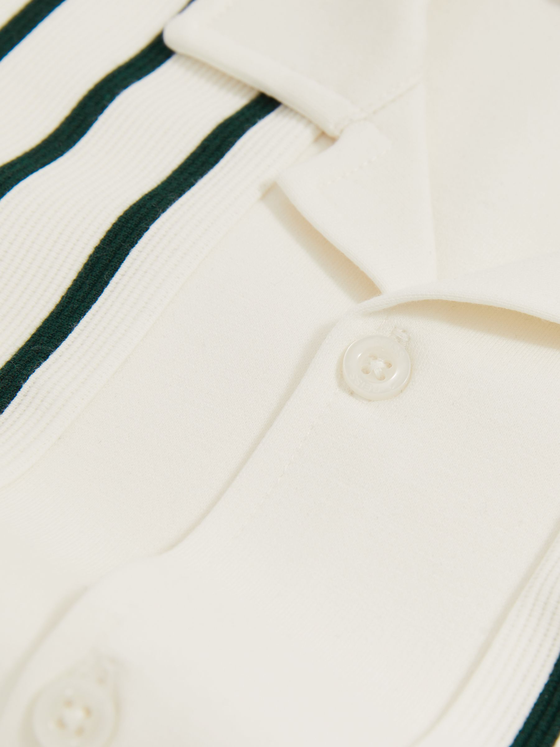 9-13 yrs Stripe Cuban Collar Shirt in Off White/Green