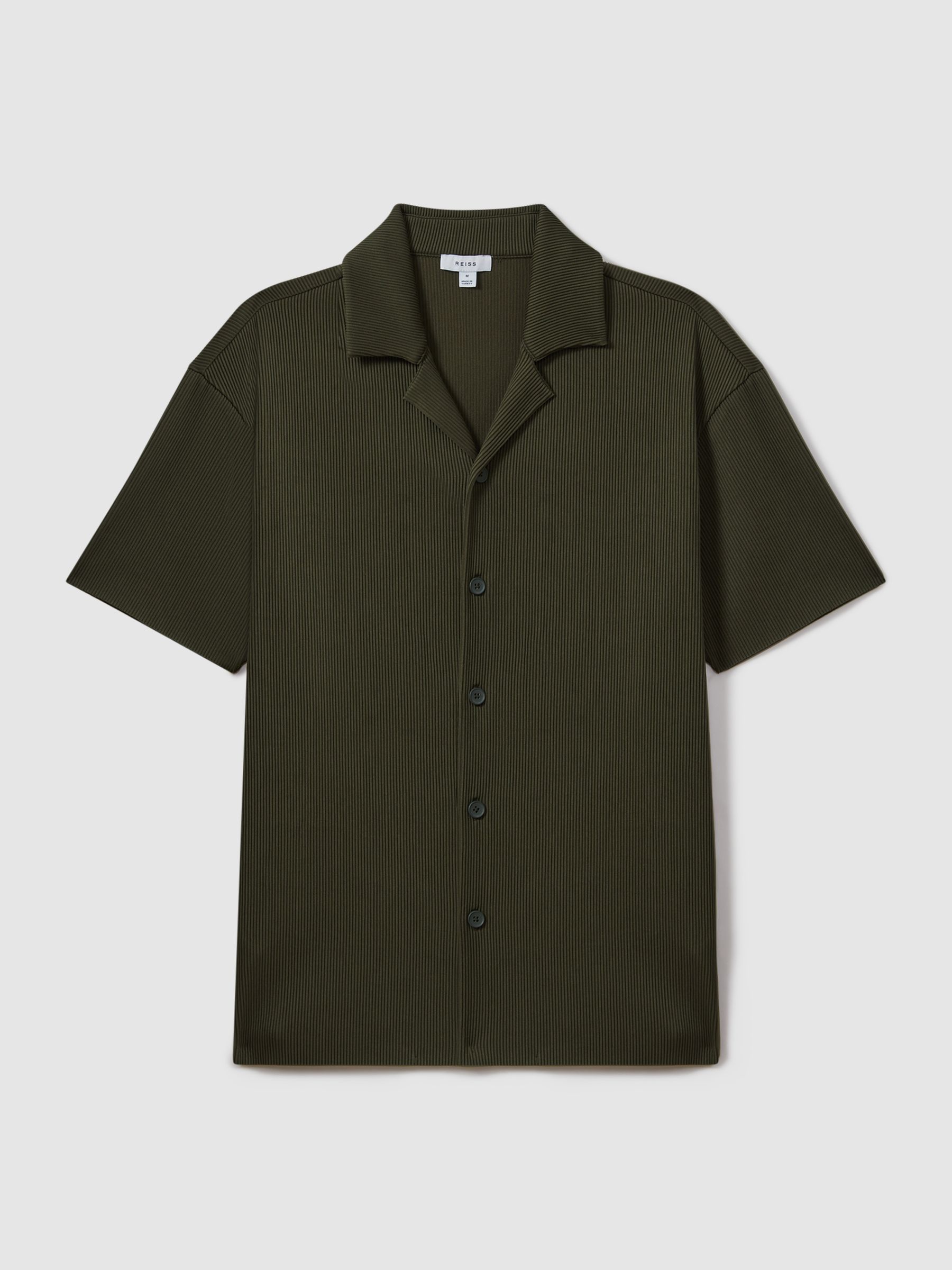 Ribbed Cuban Collar Shirt in Green
