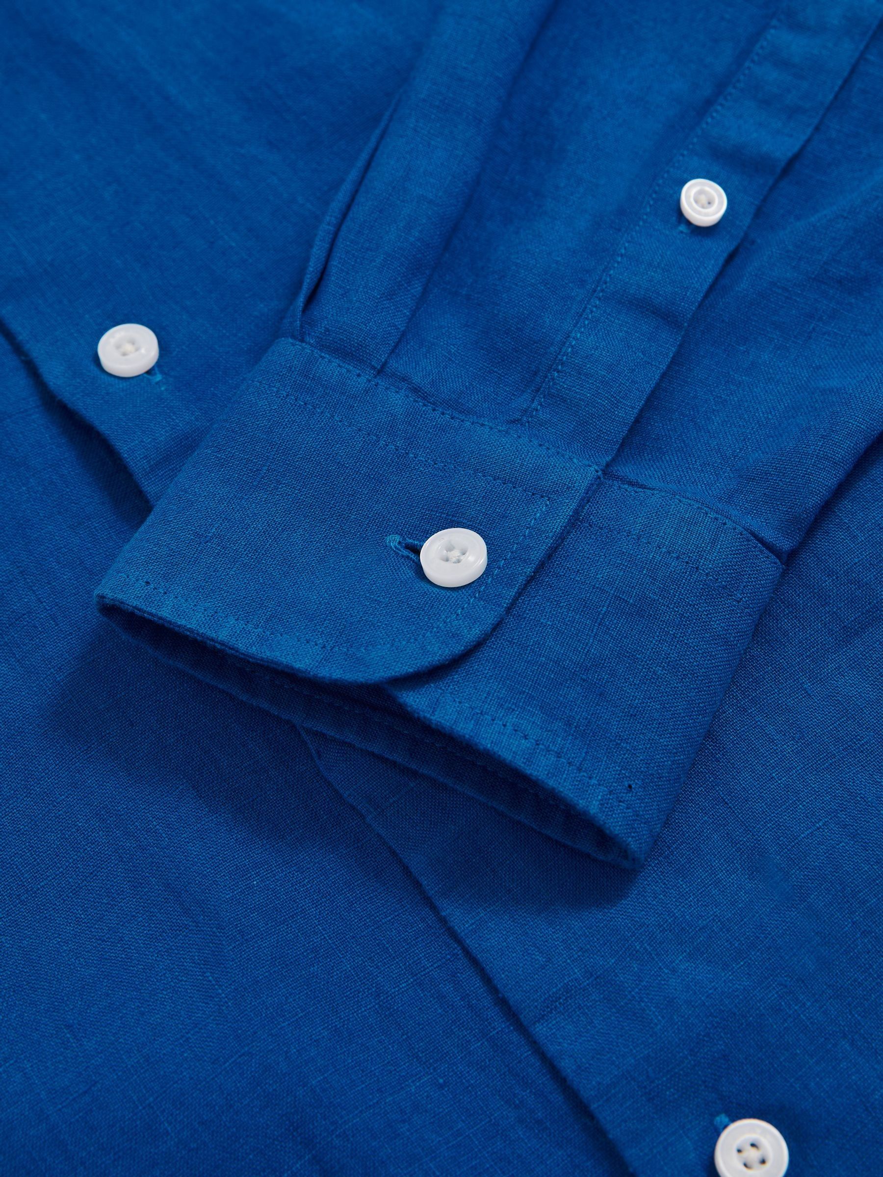Linen Button-Through Shirt in Bright Blue