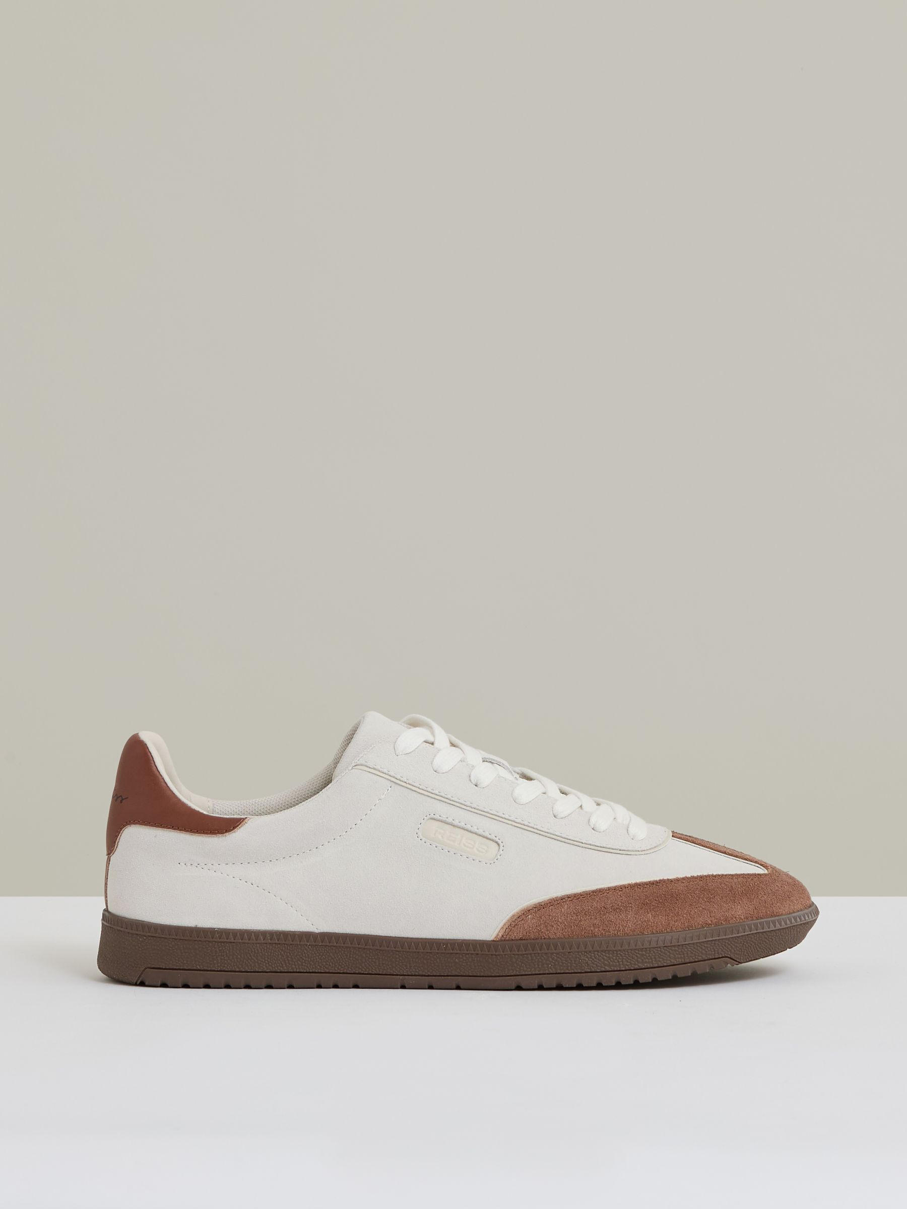 Suede Low-Top Trainers in Off White/Brown