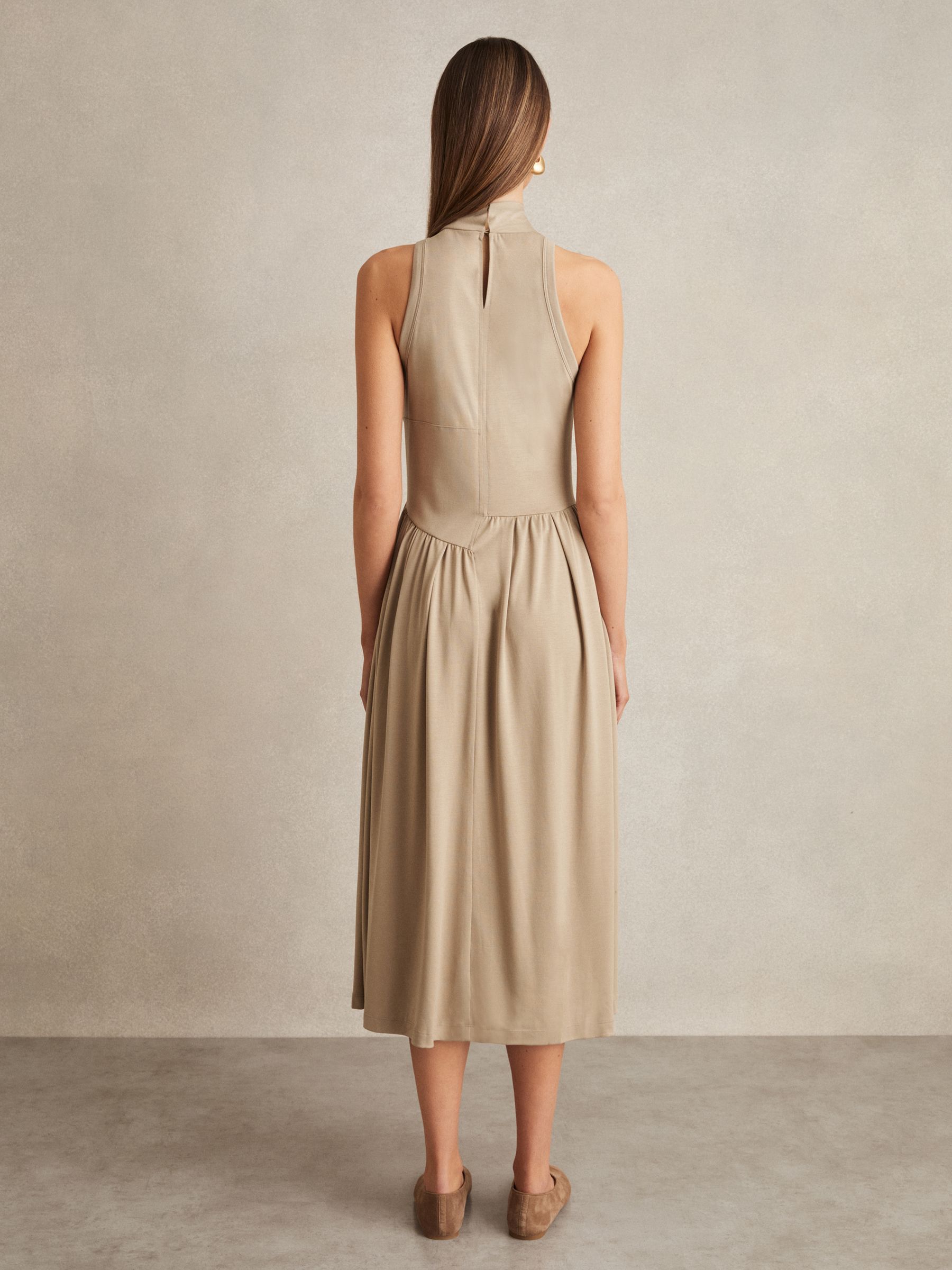 Jersey Sleeveless Midi Dress in Neutral