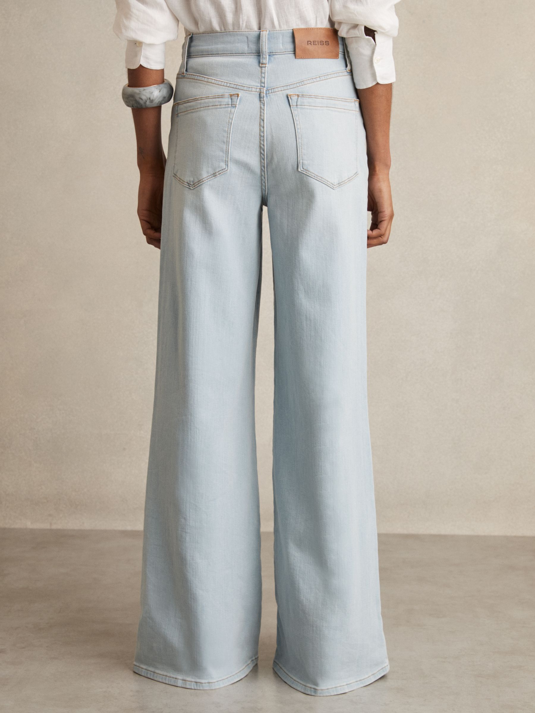 Stretch-Cotton Wide-Leg Jeans in Light Blue