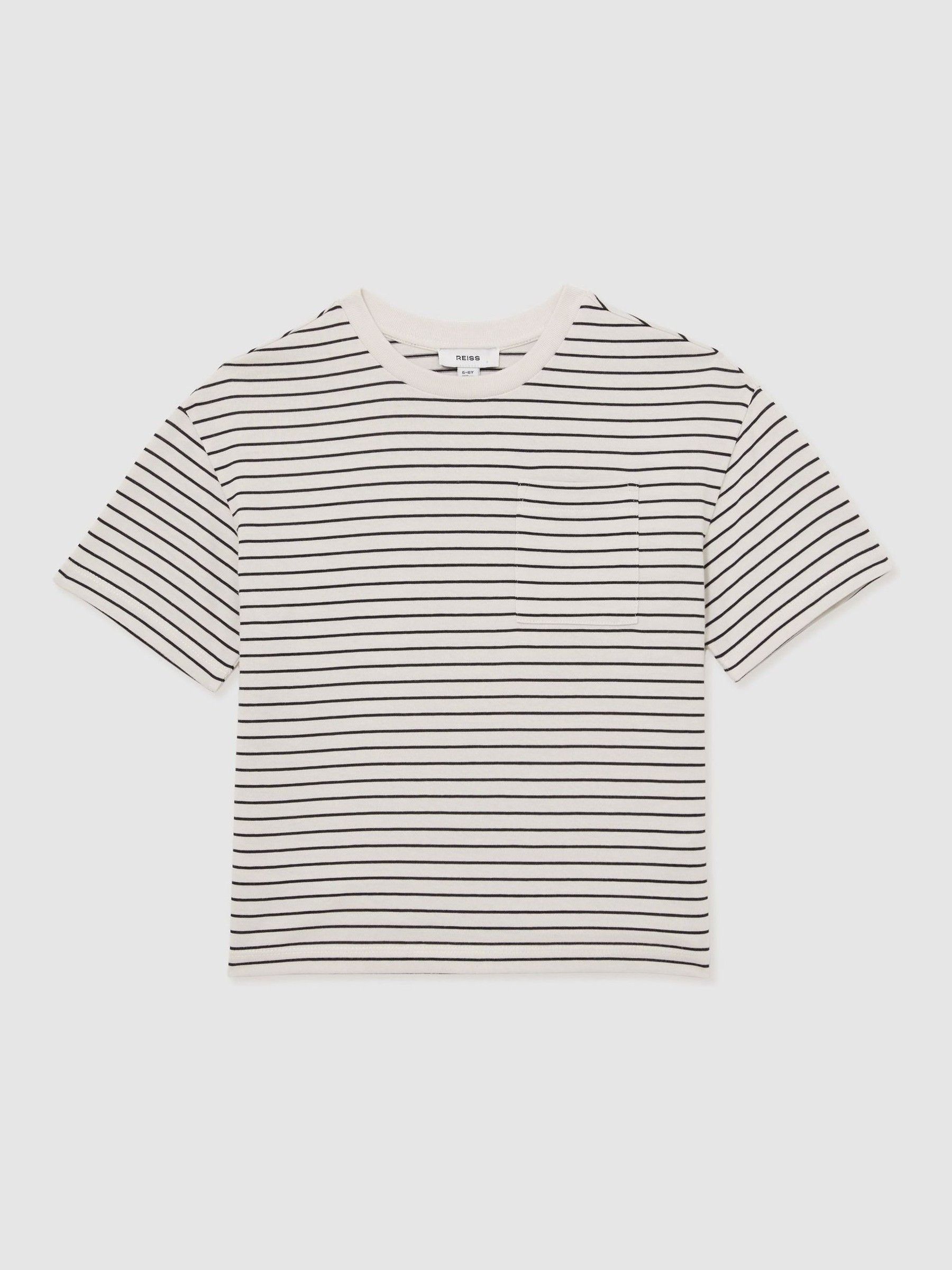 3-9 yrs Cotton-Blend Stripe T-Shirt in White/Navy