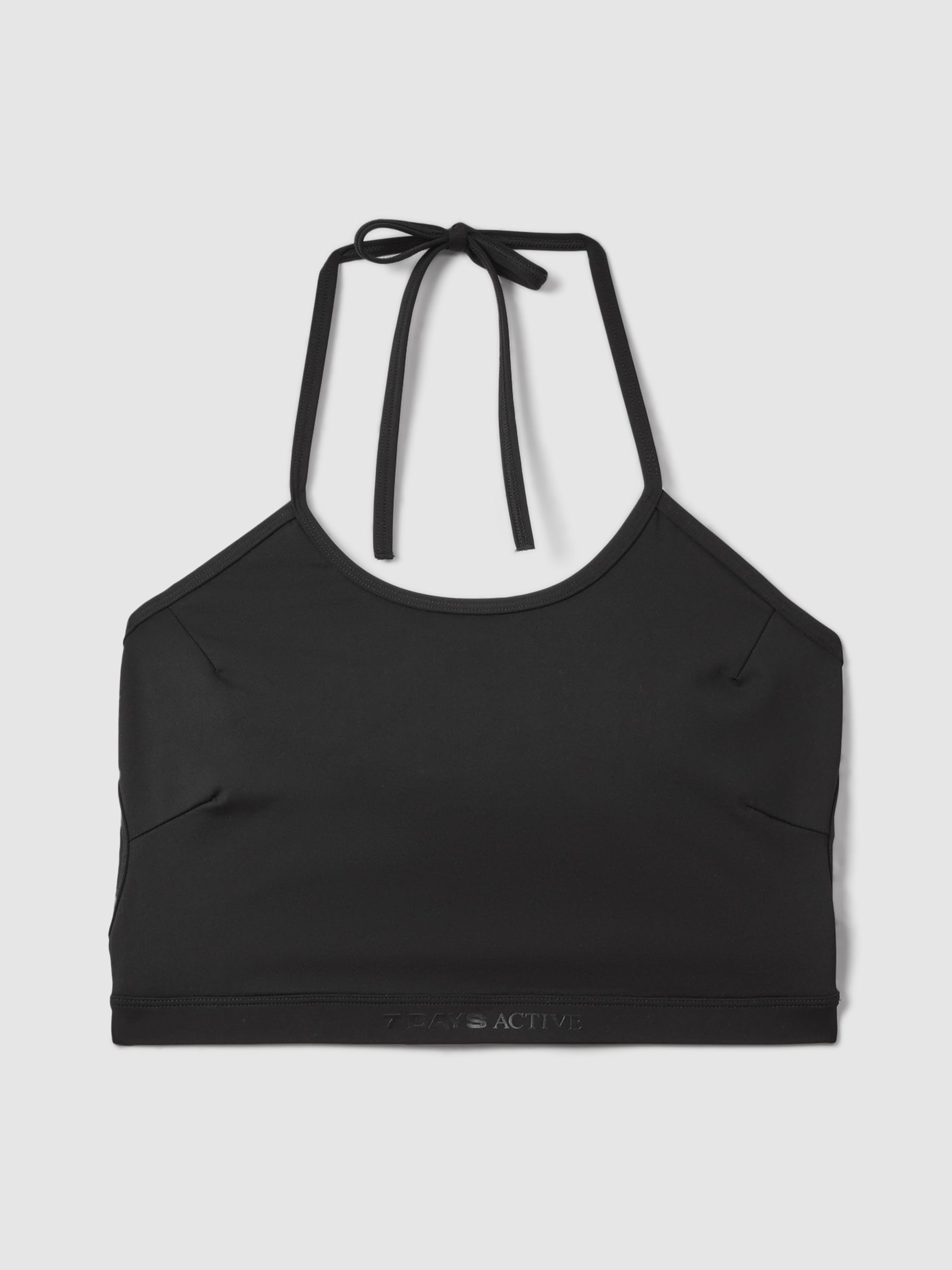 7 Days Active Halter Neck Cropped Top in Black