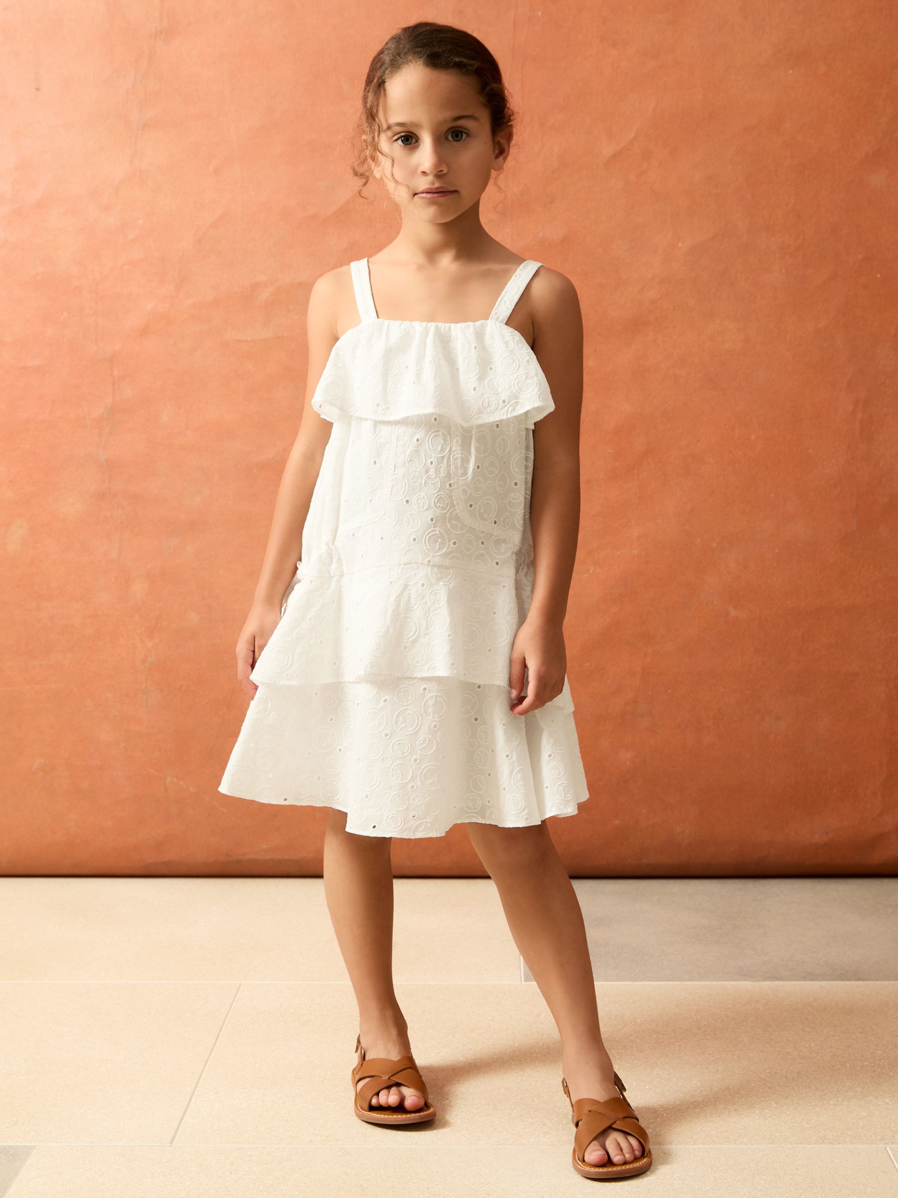 13-14 yrs SmileyWorld | Reiss Broderie Logo Dress in Ivory