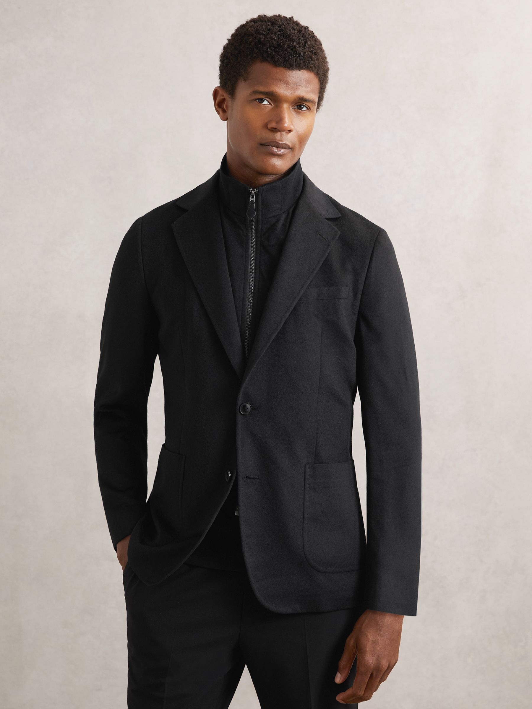 Single Breasted Blazer With Gilet Insert Regular-Fit in Black