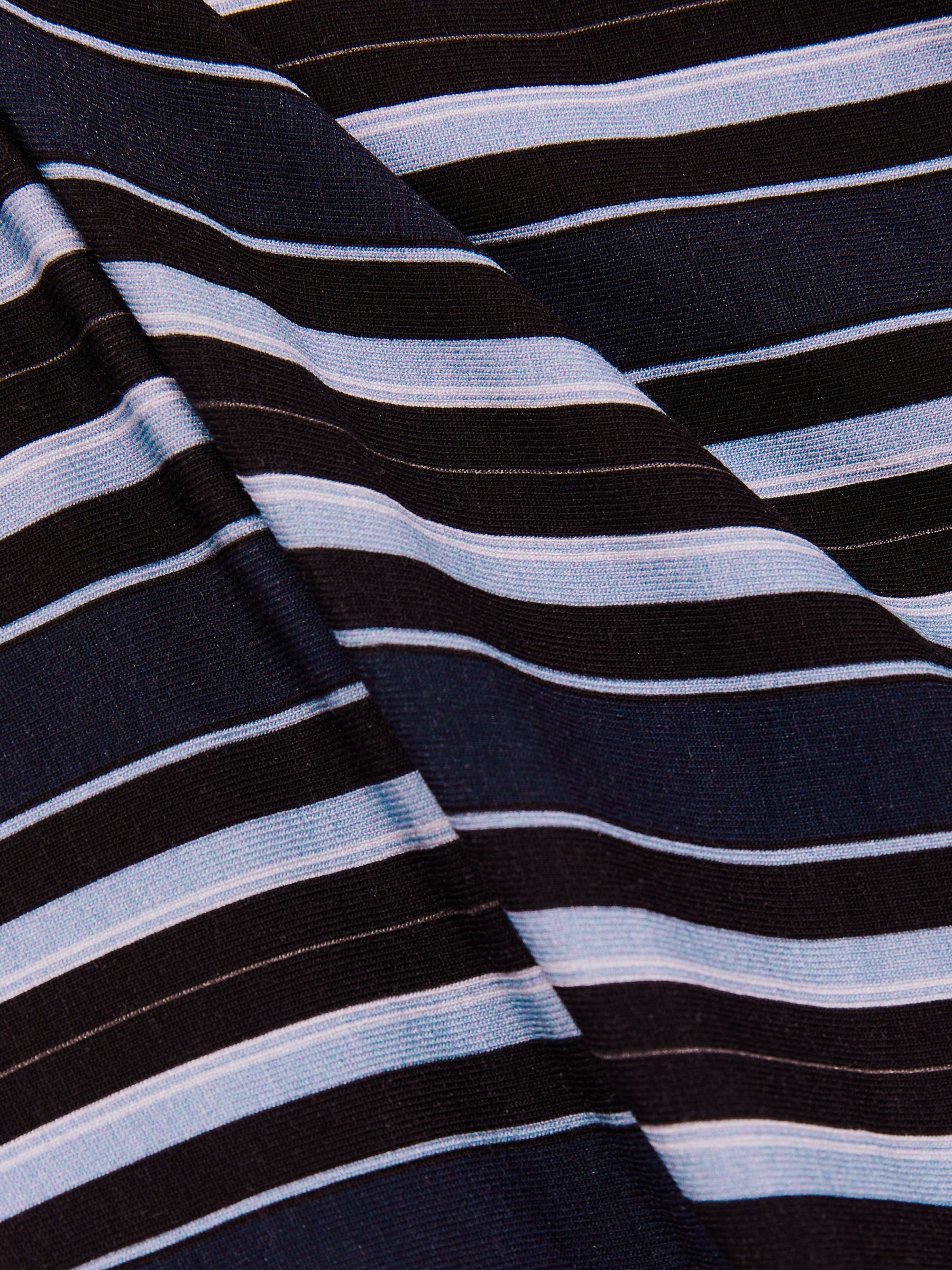 Petite Stripe-Print Draped Midi Dress in Blue