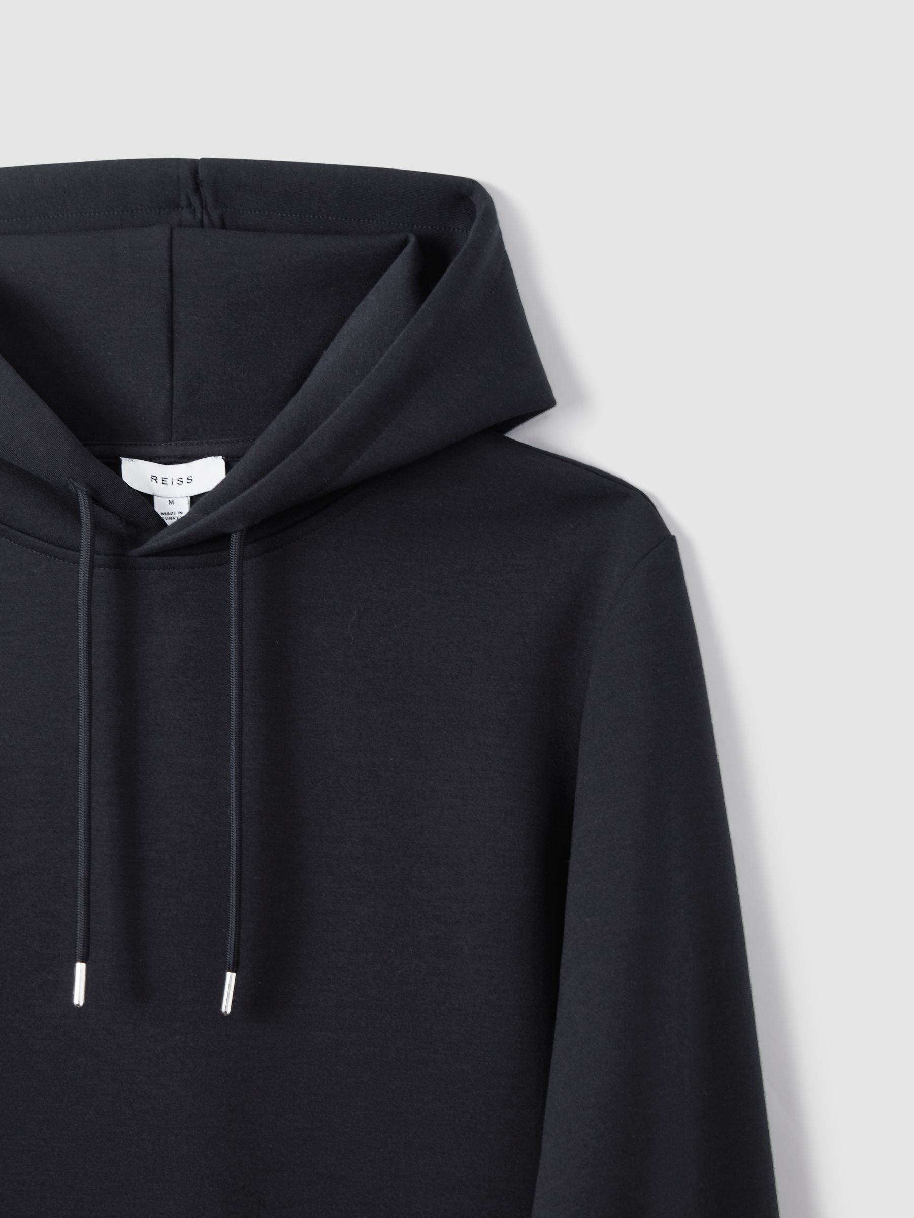 Interlock Jersey Drawstring Hoodie in Navy Blue