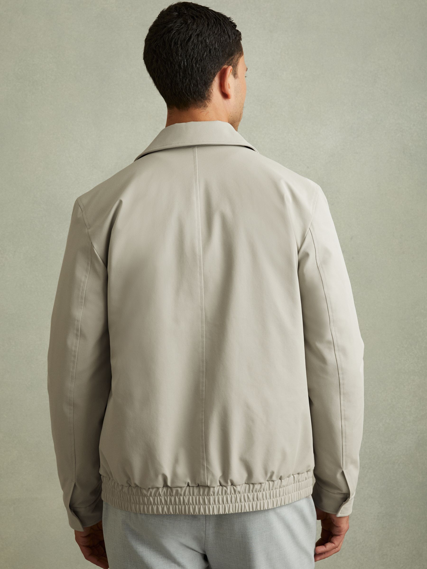 Elasticated Hem Harrington Jacket in Stone