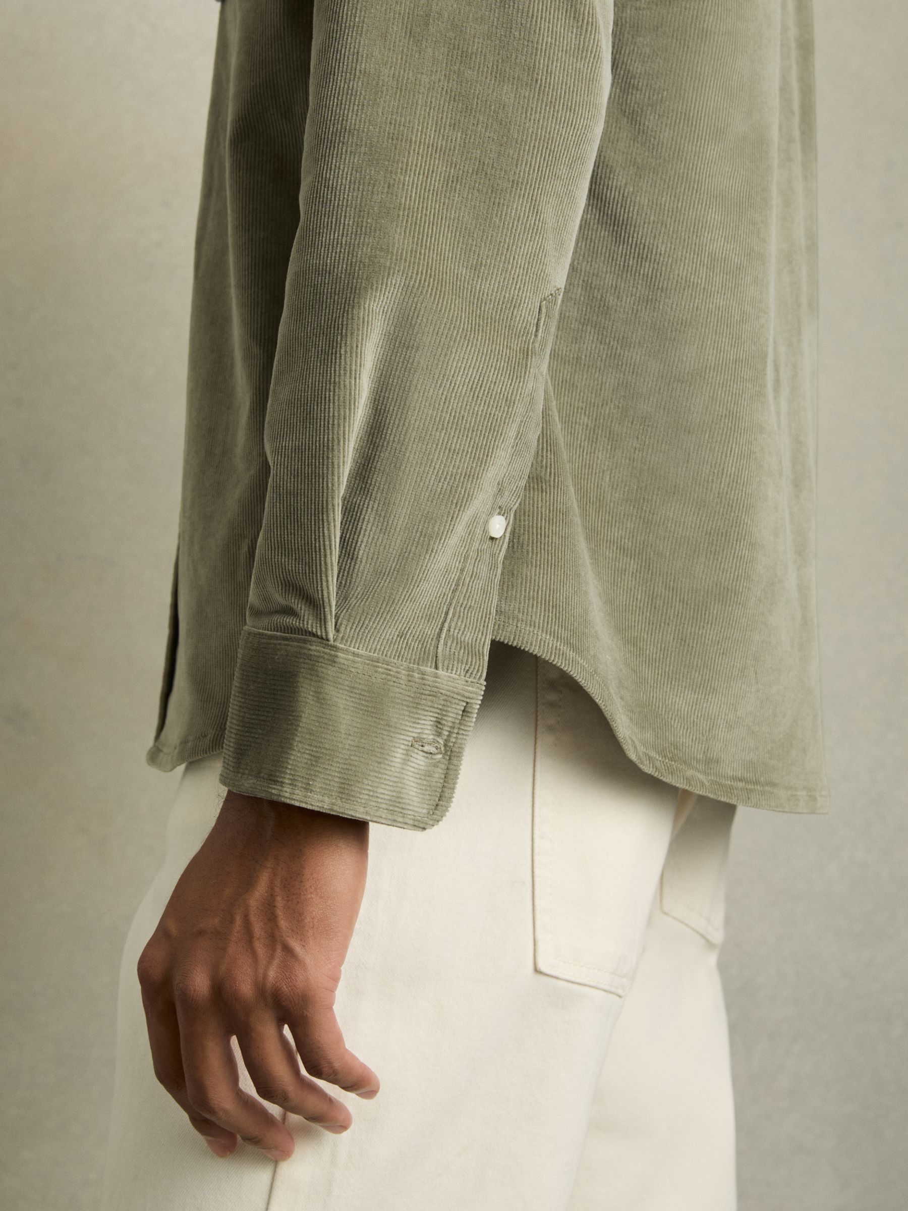 Cotton-Blend Corduroy Overshirt in Sage