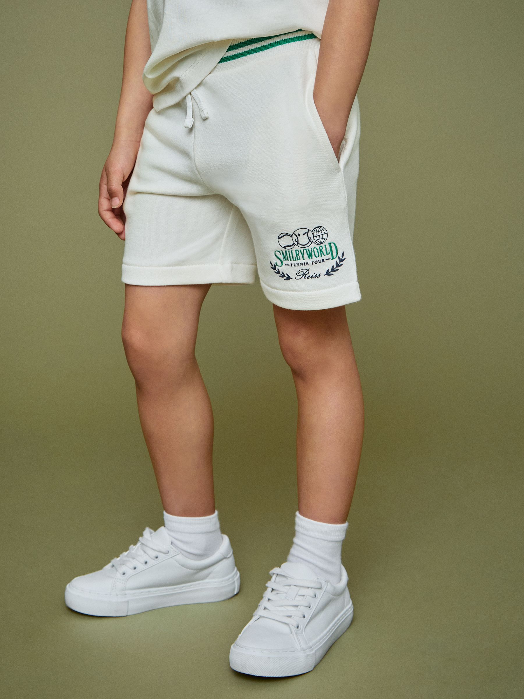 3-9 yrs SmileyWorld | Reiss Drawstring Shorts Unisex Fit in White