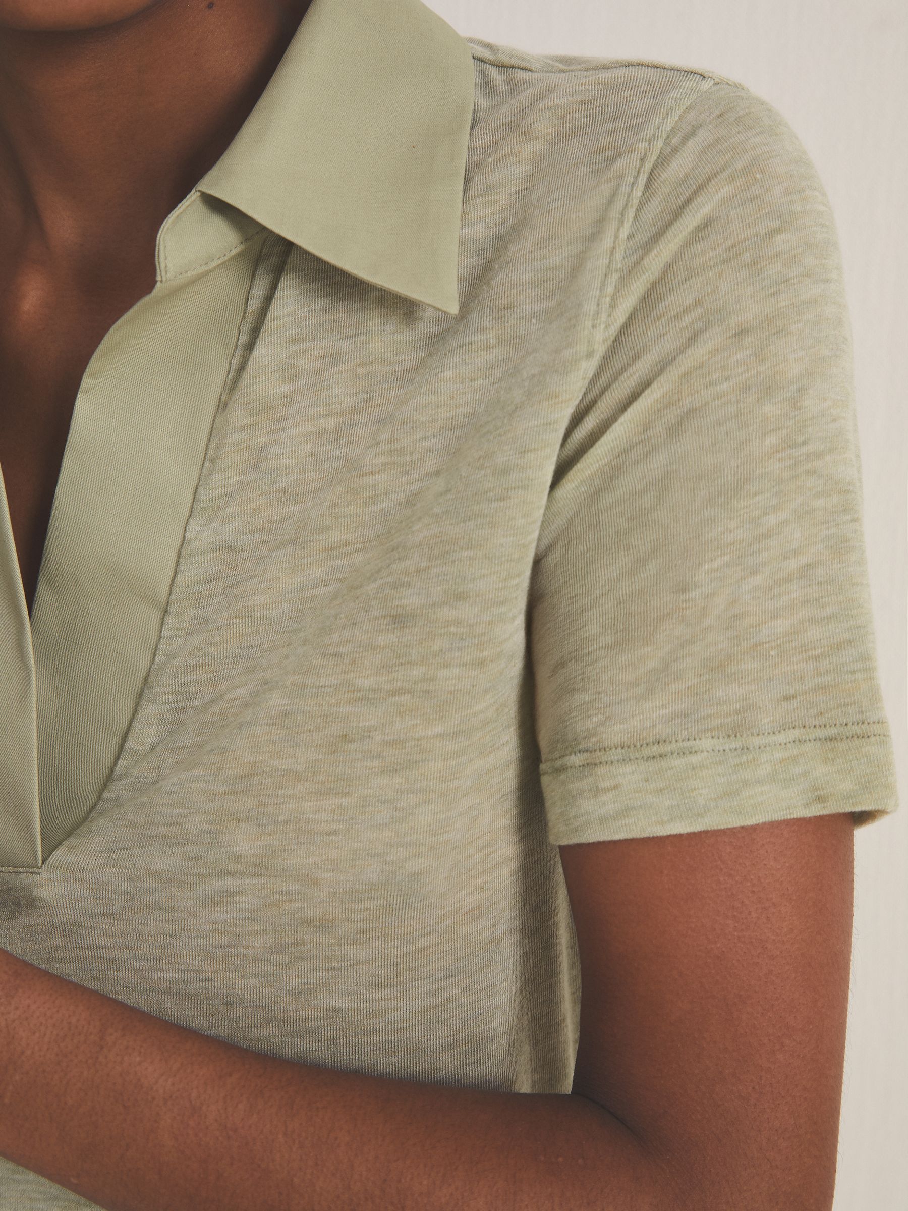 Reiss | Les 100 Ciels Polo Shirt With Cashmere in Sage