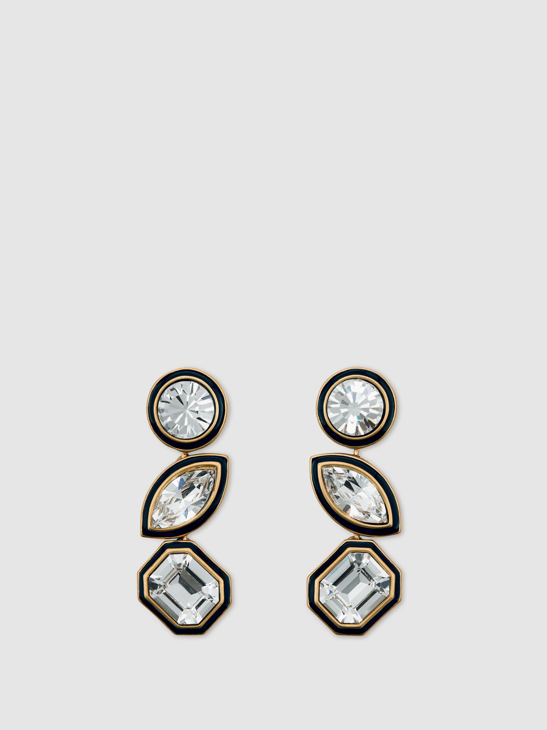 Tone Crystal Drop Earrings in Gold