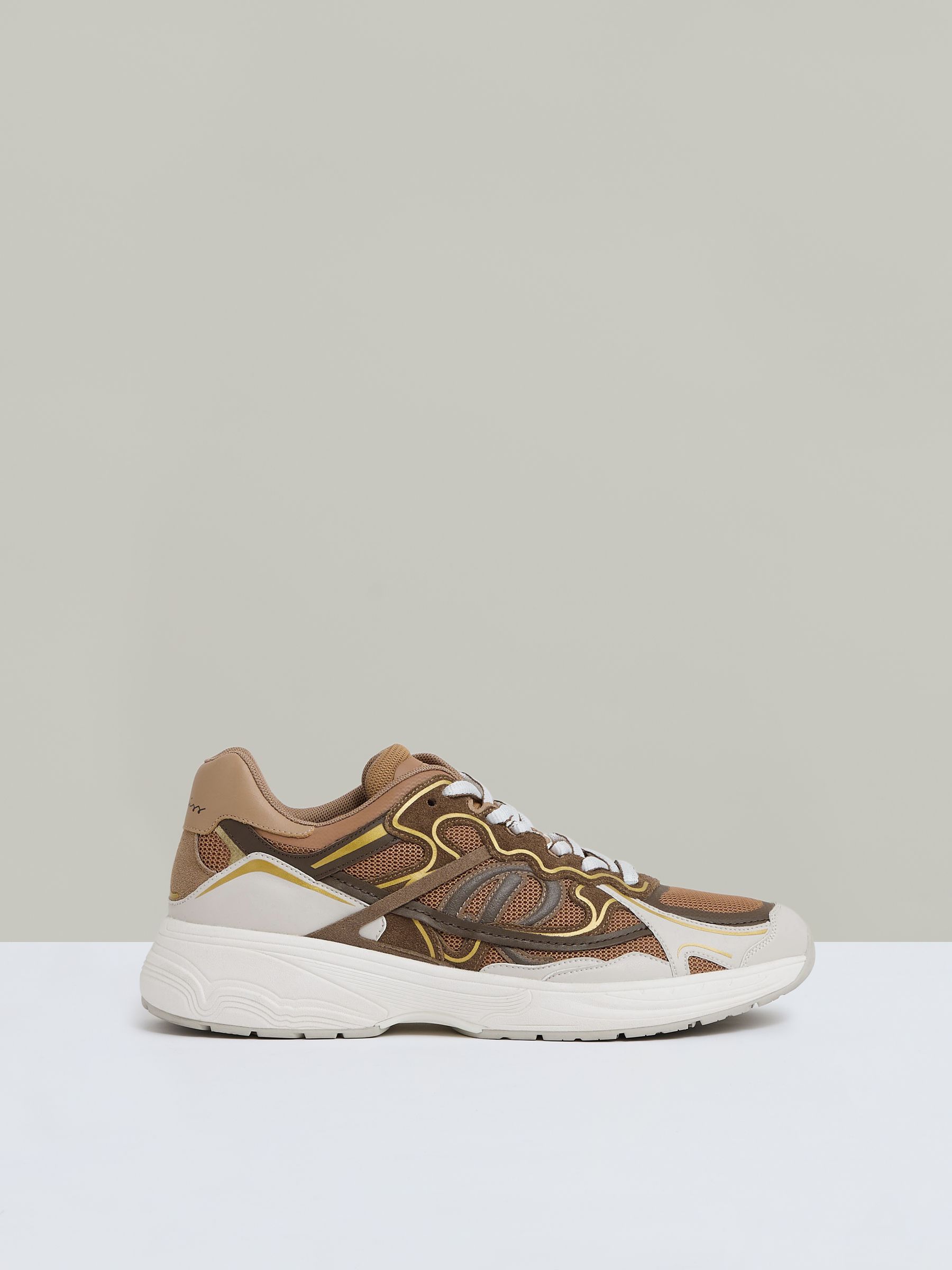 Nubuck and Mesh Trainers in Tobacco