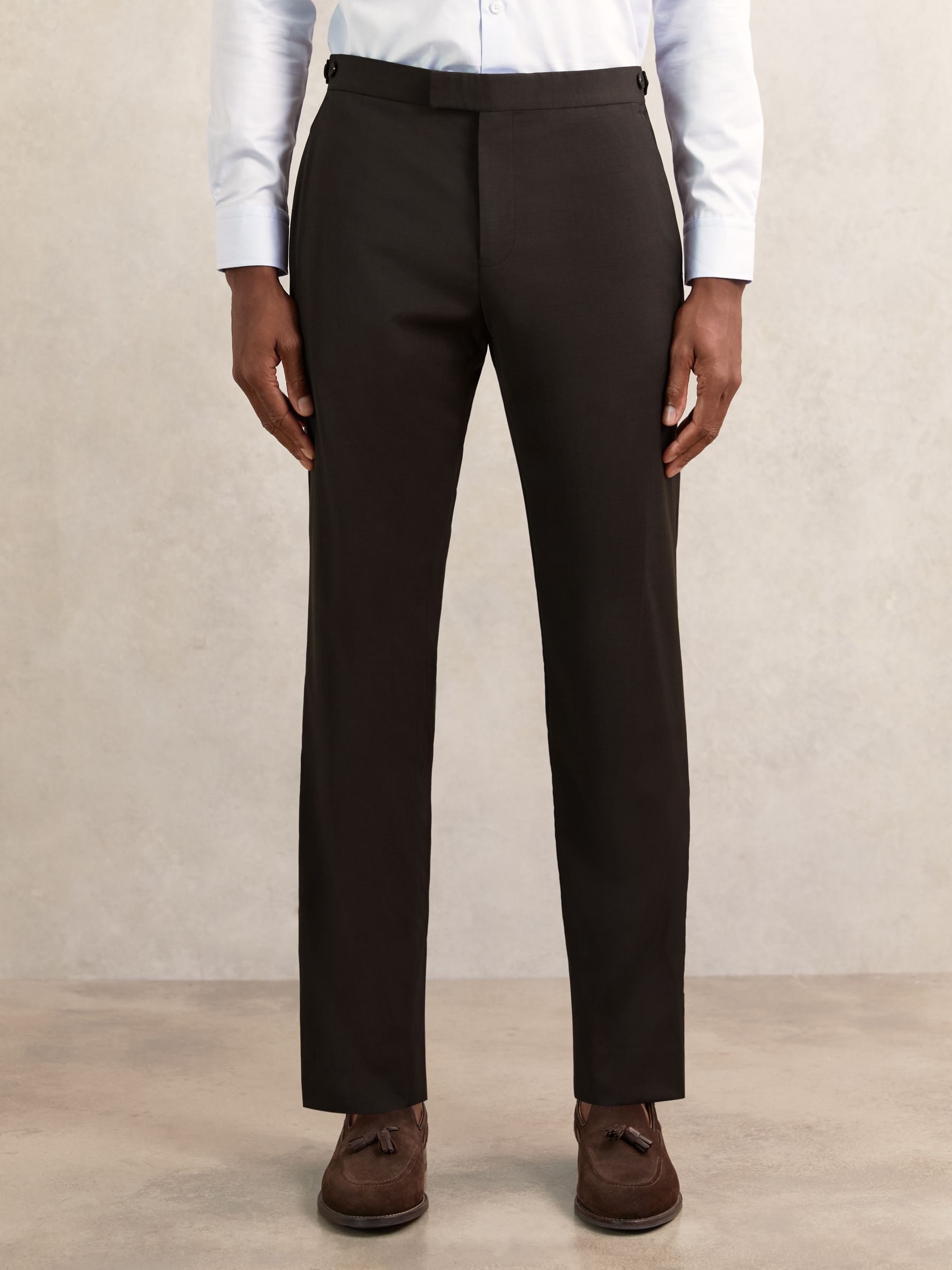 Regular-Fit Wool-Blend Suit Trousers in Chocolate Brown