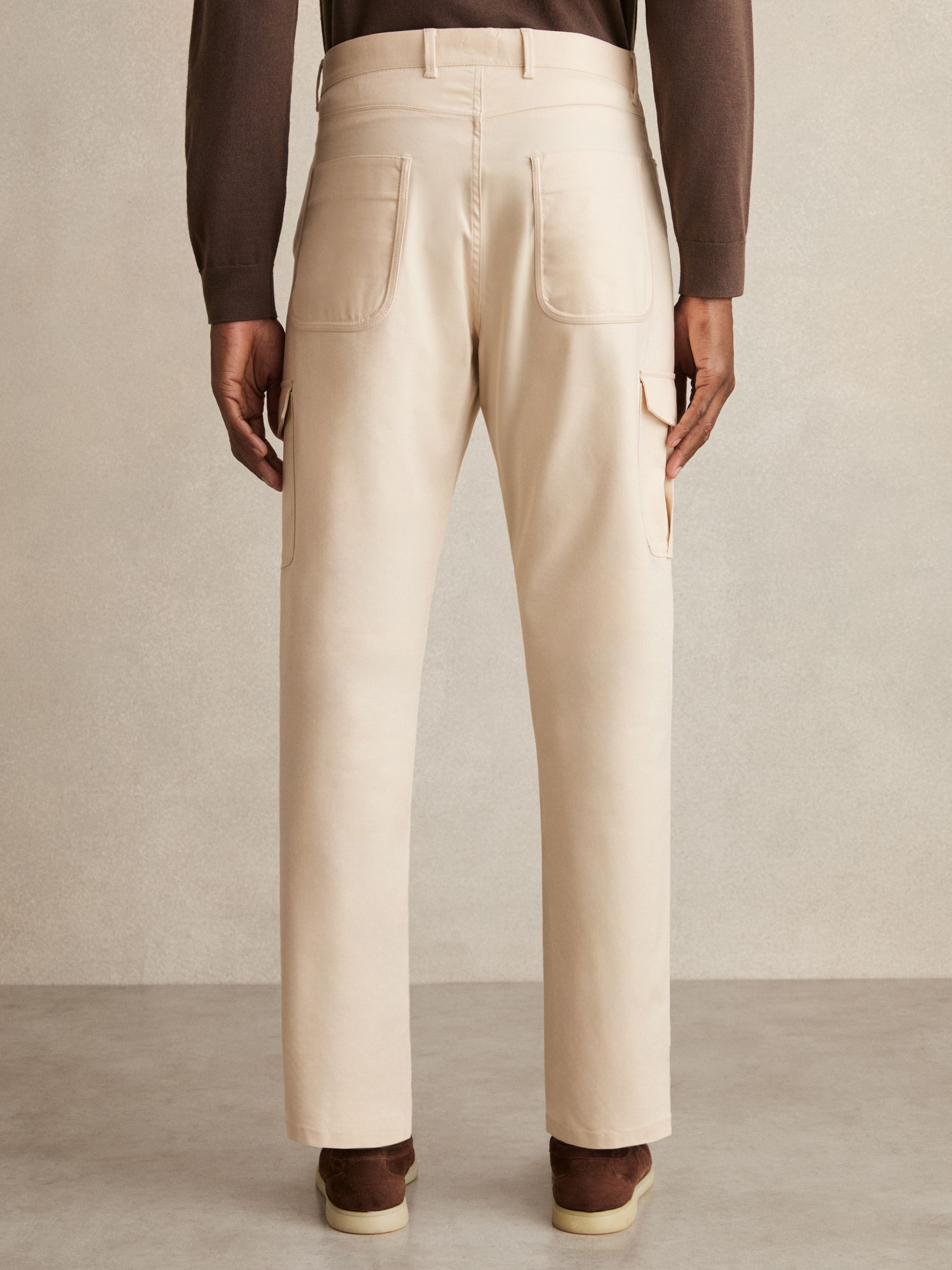 Cotton-Lyocell Cargo Trousers in Light Stone