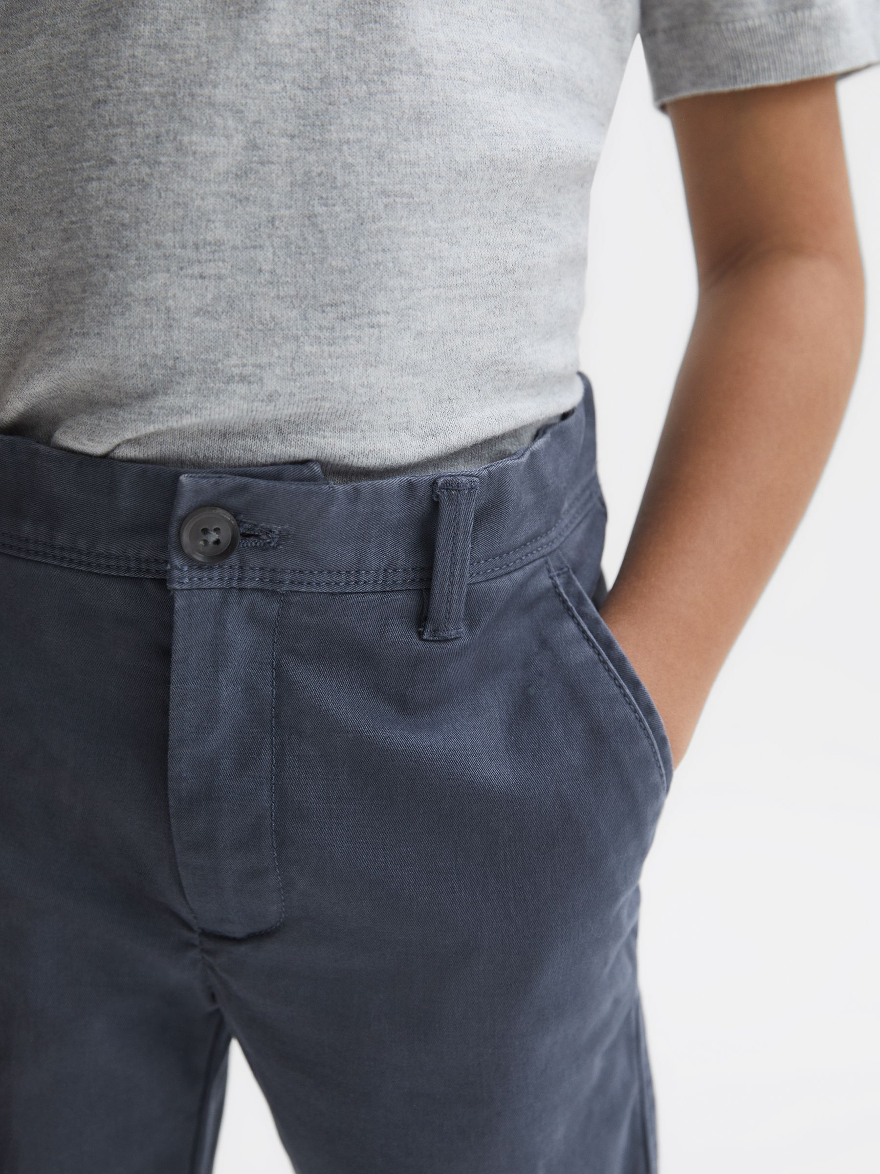 3-9 yrs Slim Fit Casual Chinos in Bright Airforce