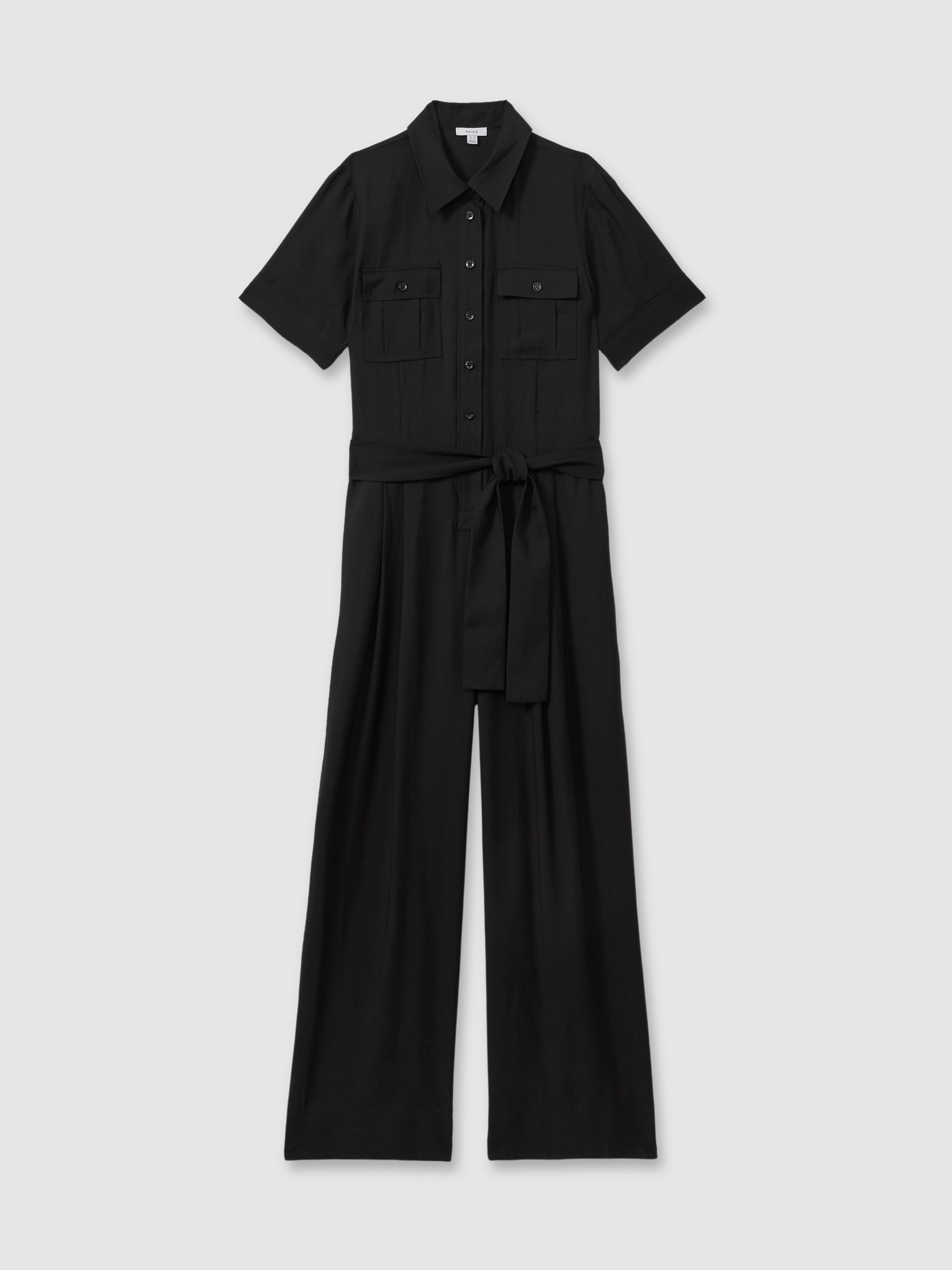 Joanie Black Belted Utility Wide Leg Jumpsuit