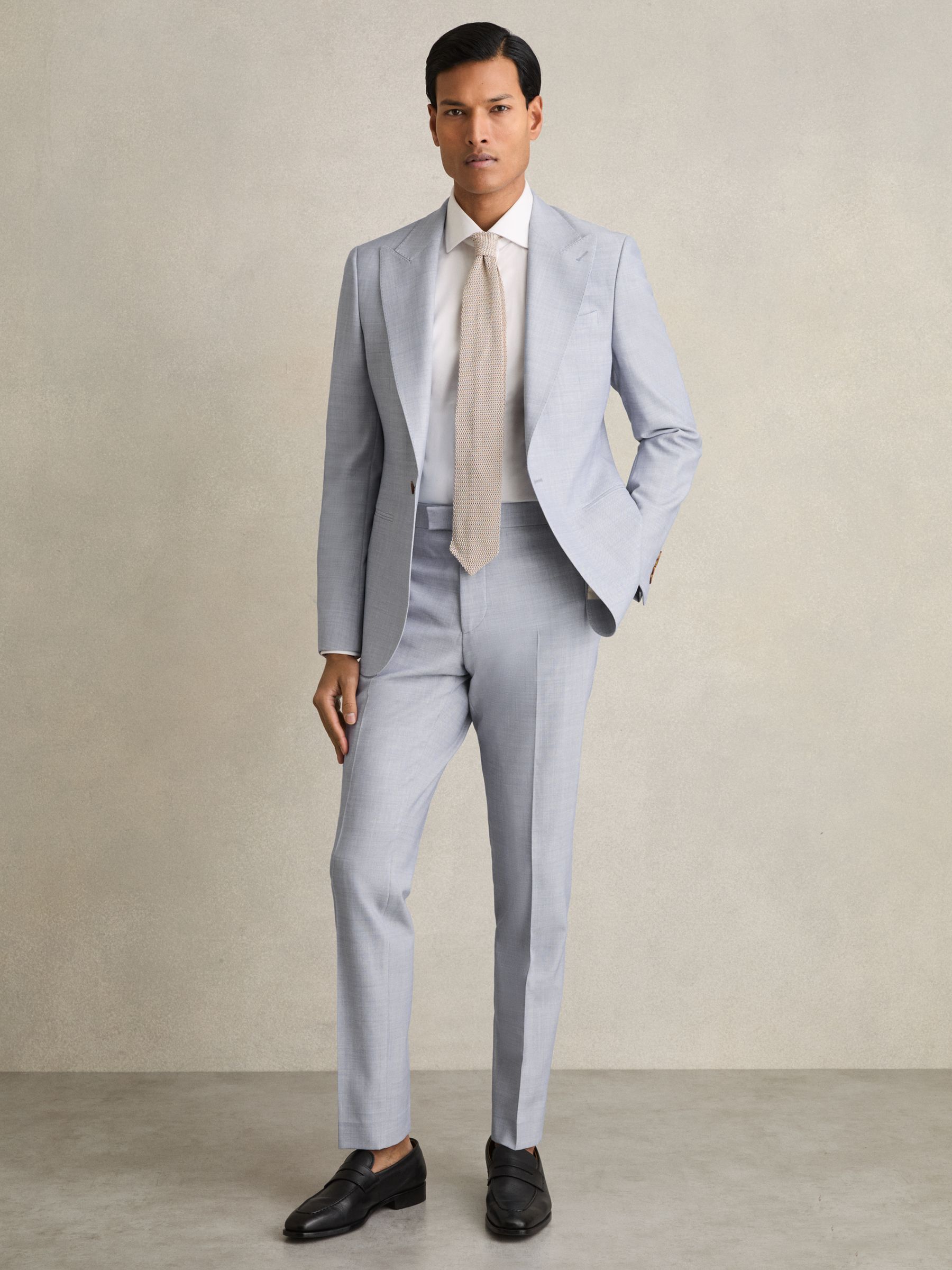 Slim-Fit Suit Trousers With Wool in Soft Blue