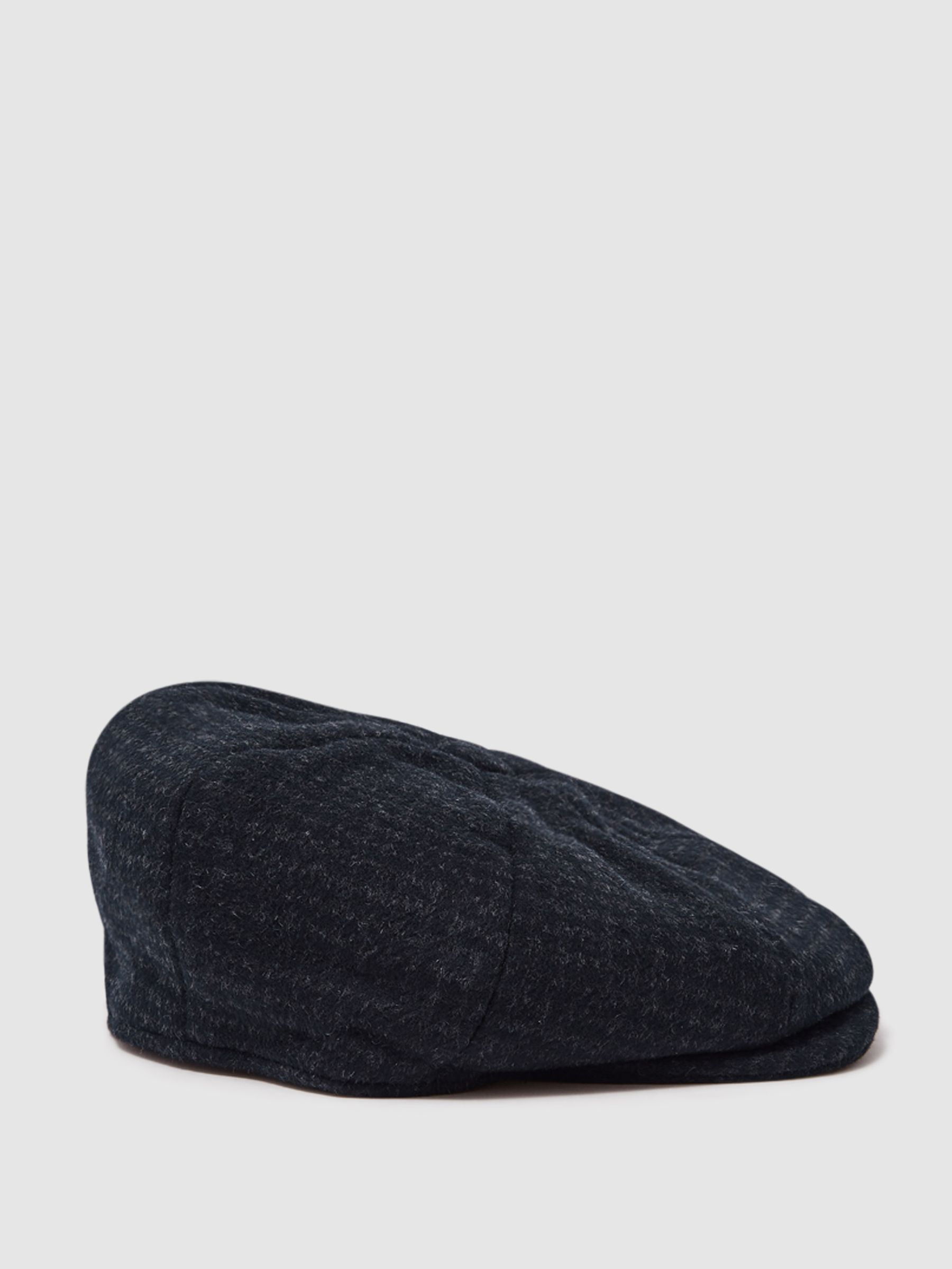 Wool Blend Baker Boy Cap in Navy
