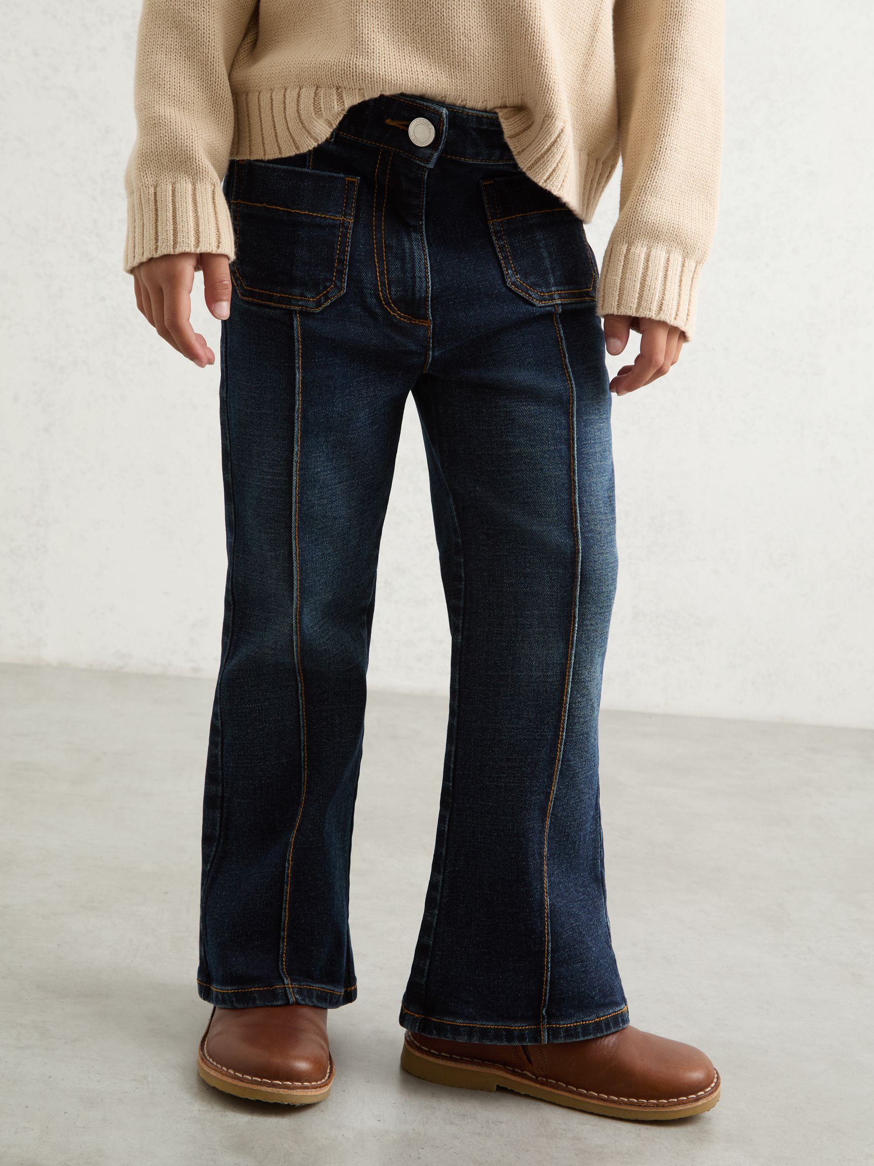 3-9 yrs Patch-Pocket Flared Jeans in Blue