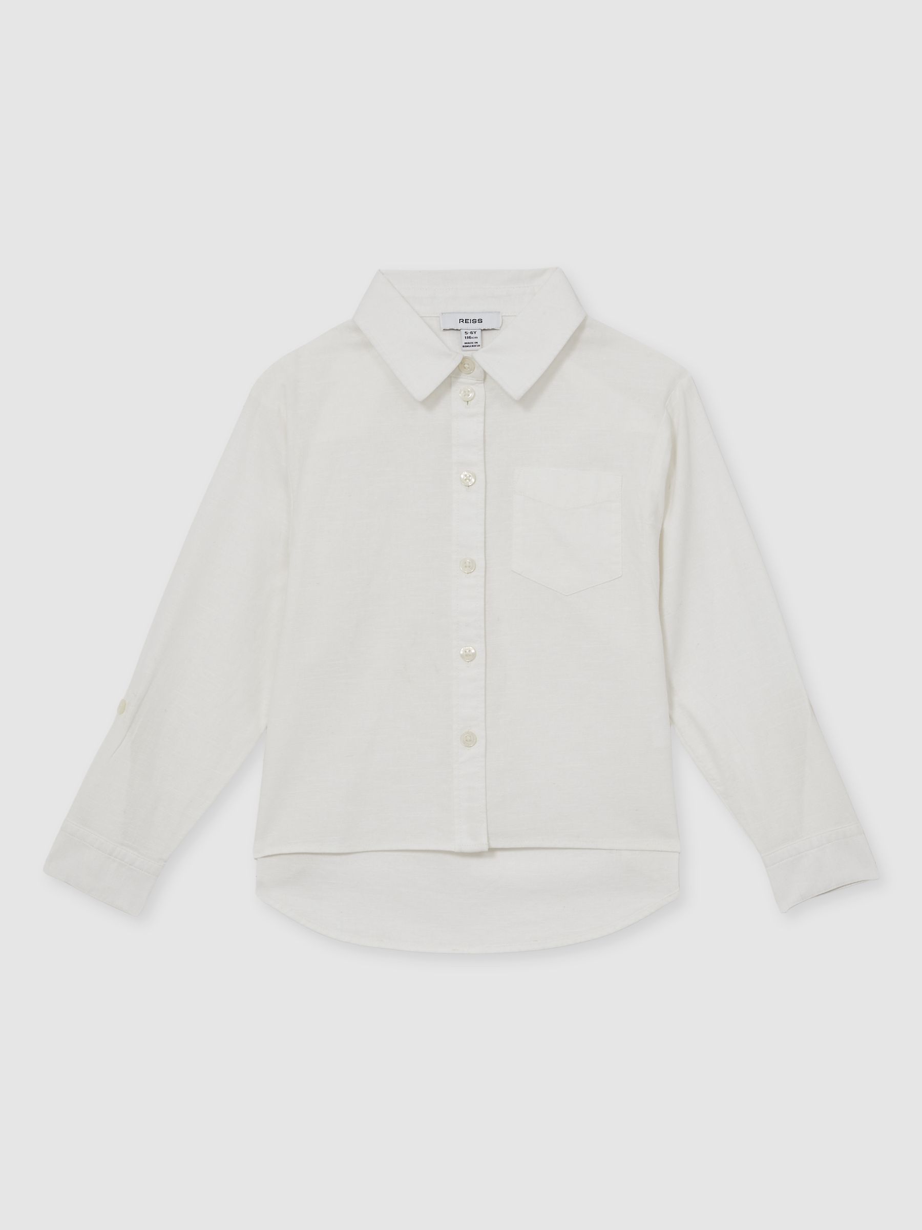 13-14 yrs Linen Roll-Cuff Shirt in Ivory