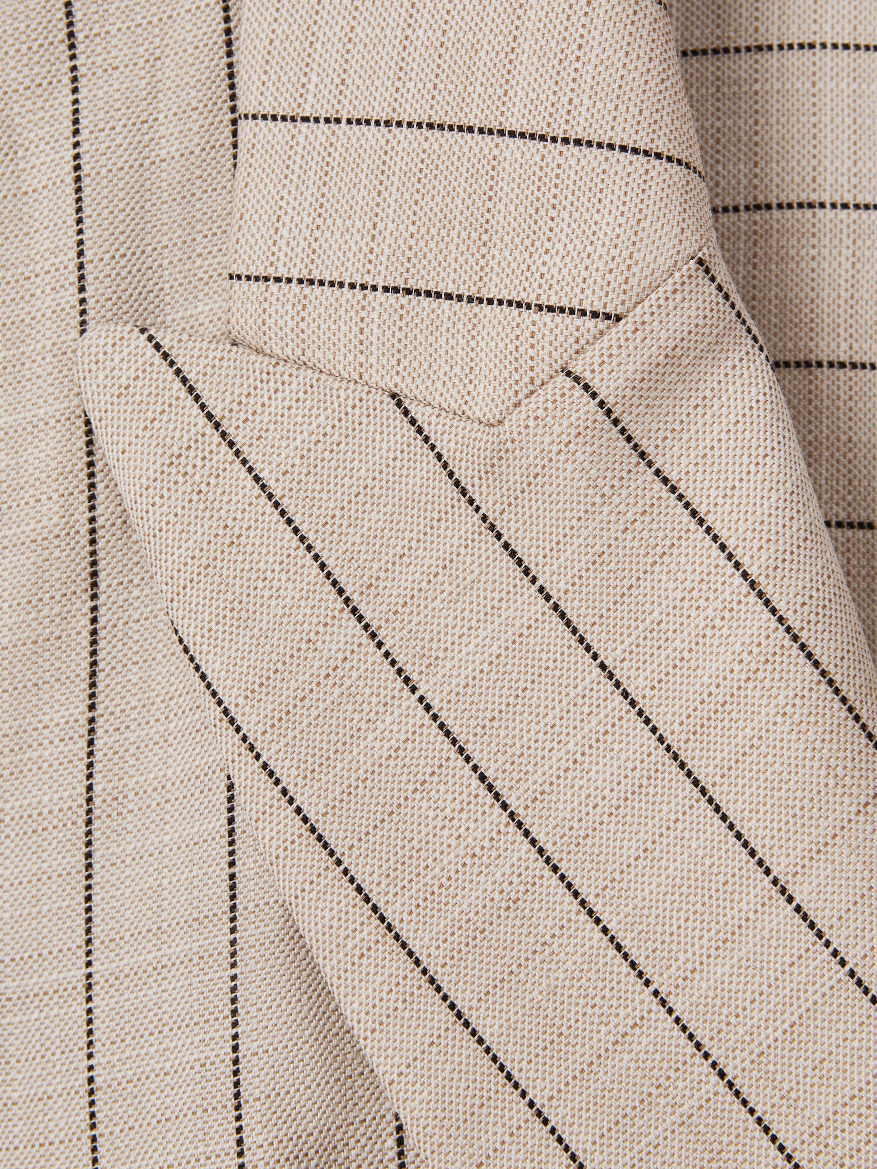 Wool Blend Striped Double Breasted Midi Dress in Neutral