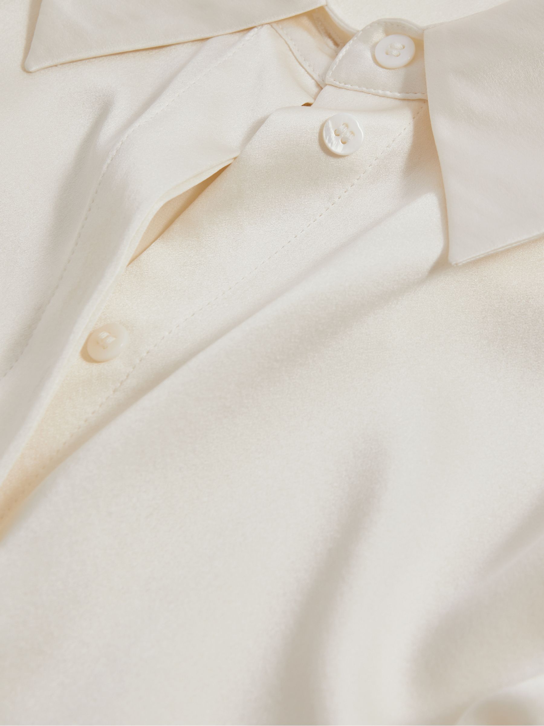 Silk Double-Cuff Button-Through Shirt in Ivory