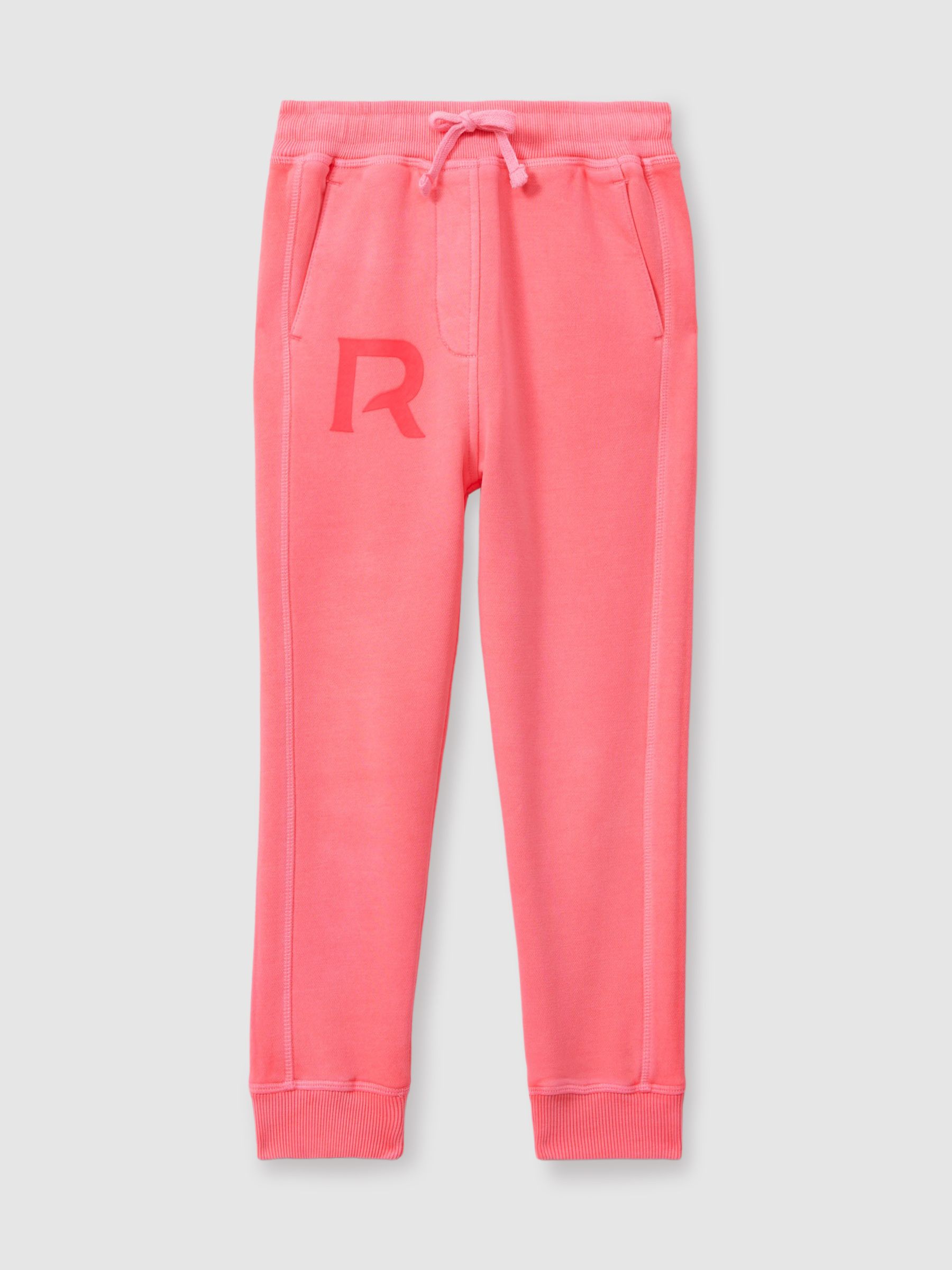 4-9 yrs Oversized Logo Cotton Blend Drawstring Joggers in Bright Pink