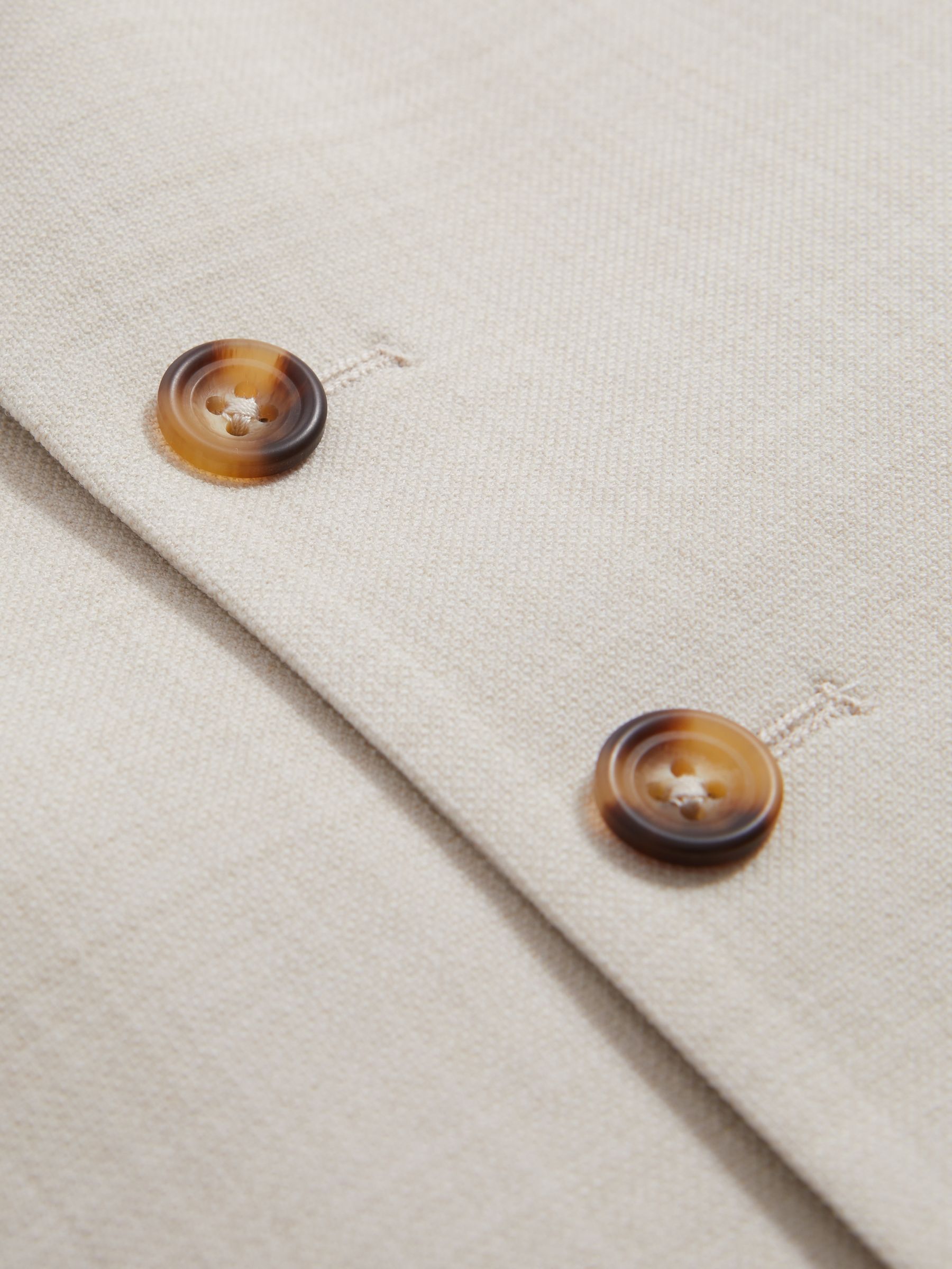 Slim Fit Single Breasted Waistcoat in Stone