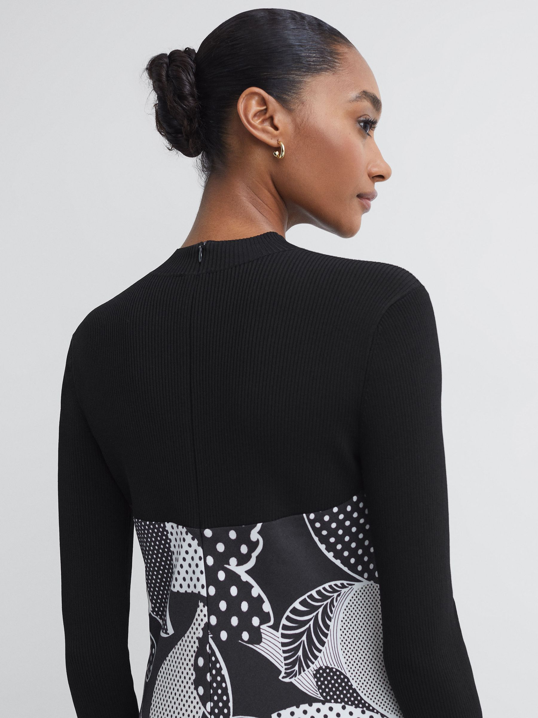 Florere Hybrid Knit Midi Dress in Black