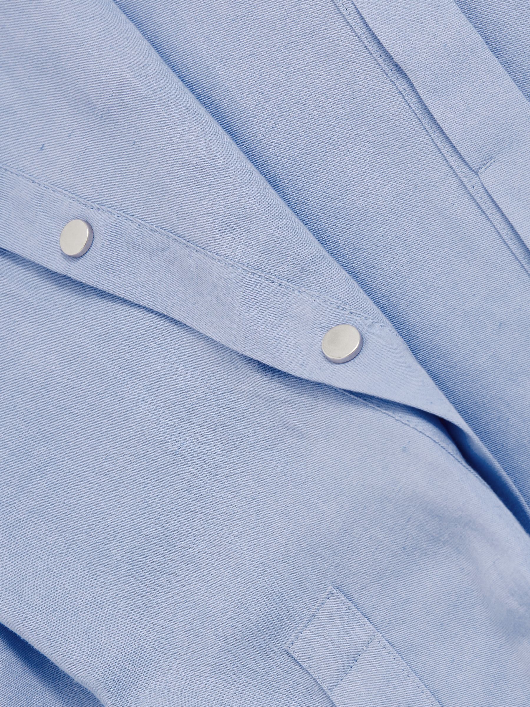 Lyocell-Blend Press-Stud Back Shirt in Blue