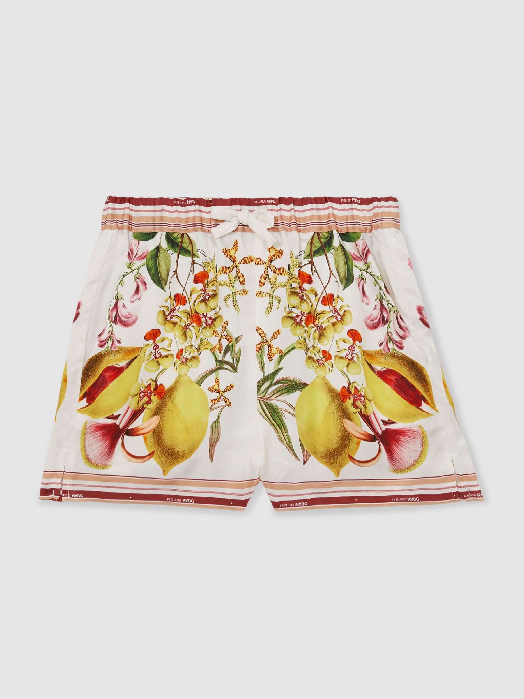 13-14 yrs Reiss | NYBG Satin Floral-Print Shorts in Ivory