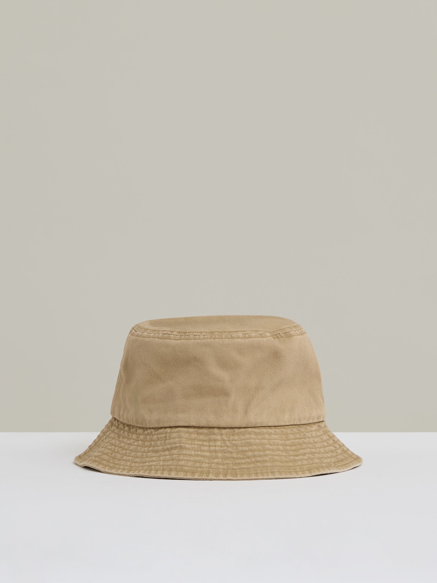 Cotton Logo-Embroidered Bucket Hat in Camel