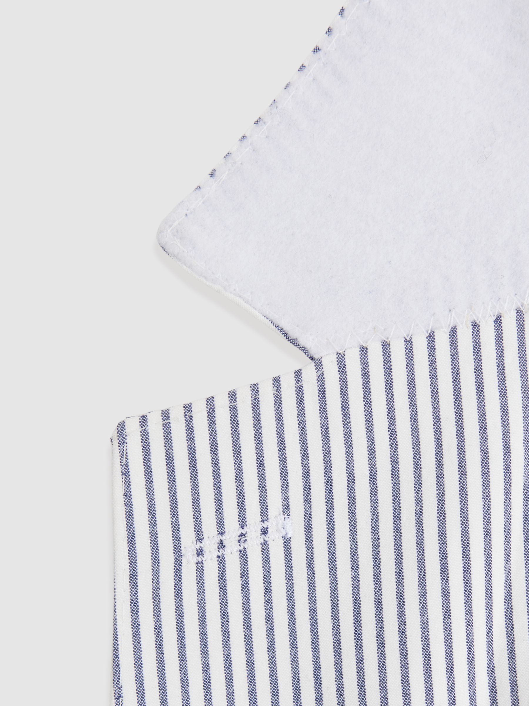 Barr Soft Blue/White Cotton Seersucker Single Breasted Slim Fit Blazer