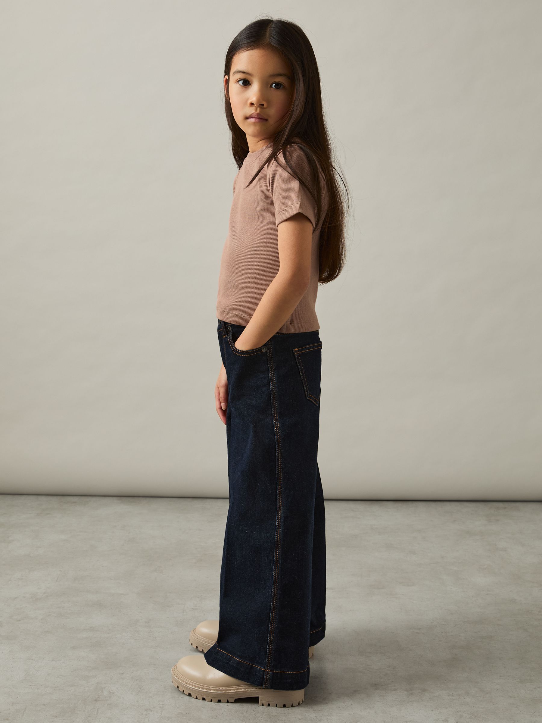 4-9 yrs Cotton-Jersey Ribbed Short-Sleeve T-Shirt in Berry