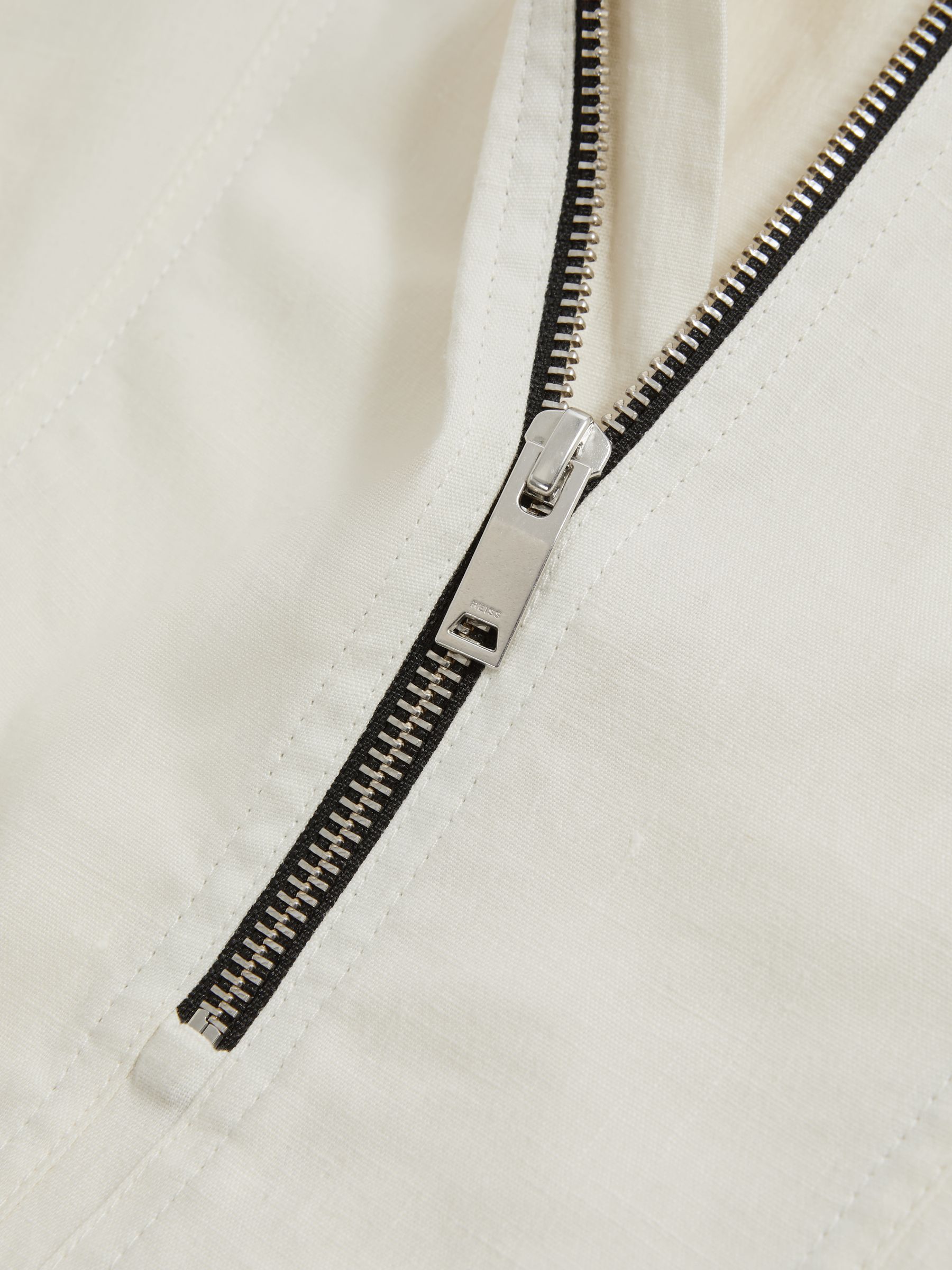 Atelier Linen Blend Hooded Sports Jacket in White