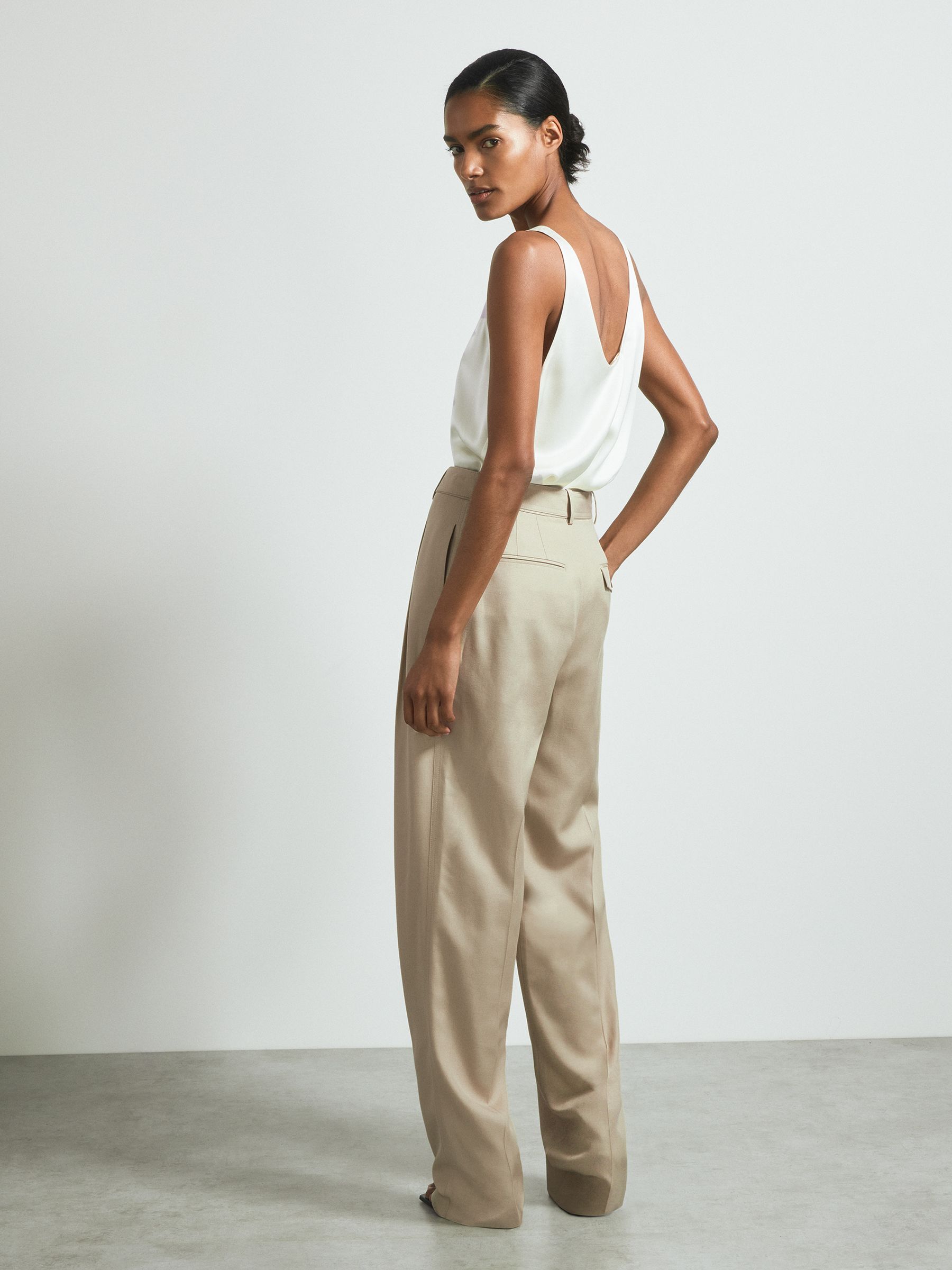 Atelier Belted Wide Leg Trousers in Neutral