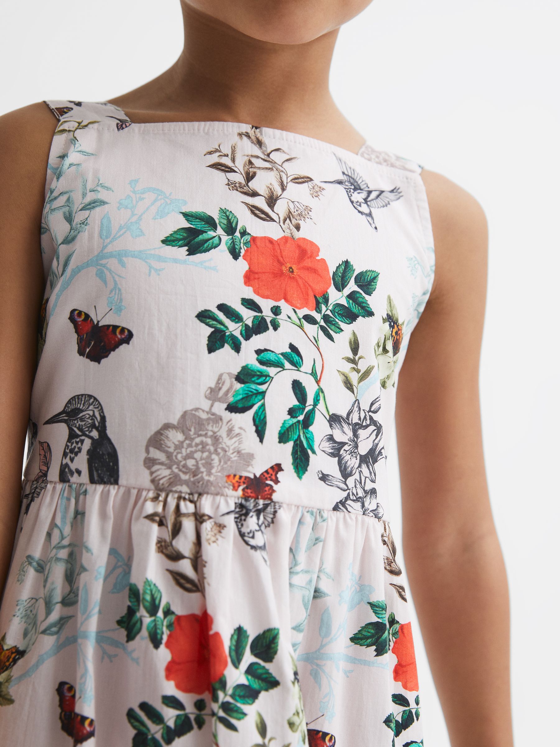 9-12 yrs Printed Strappy Dress in Ivory Print