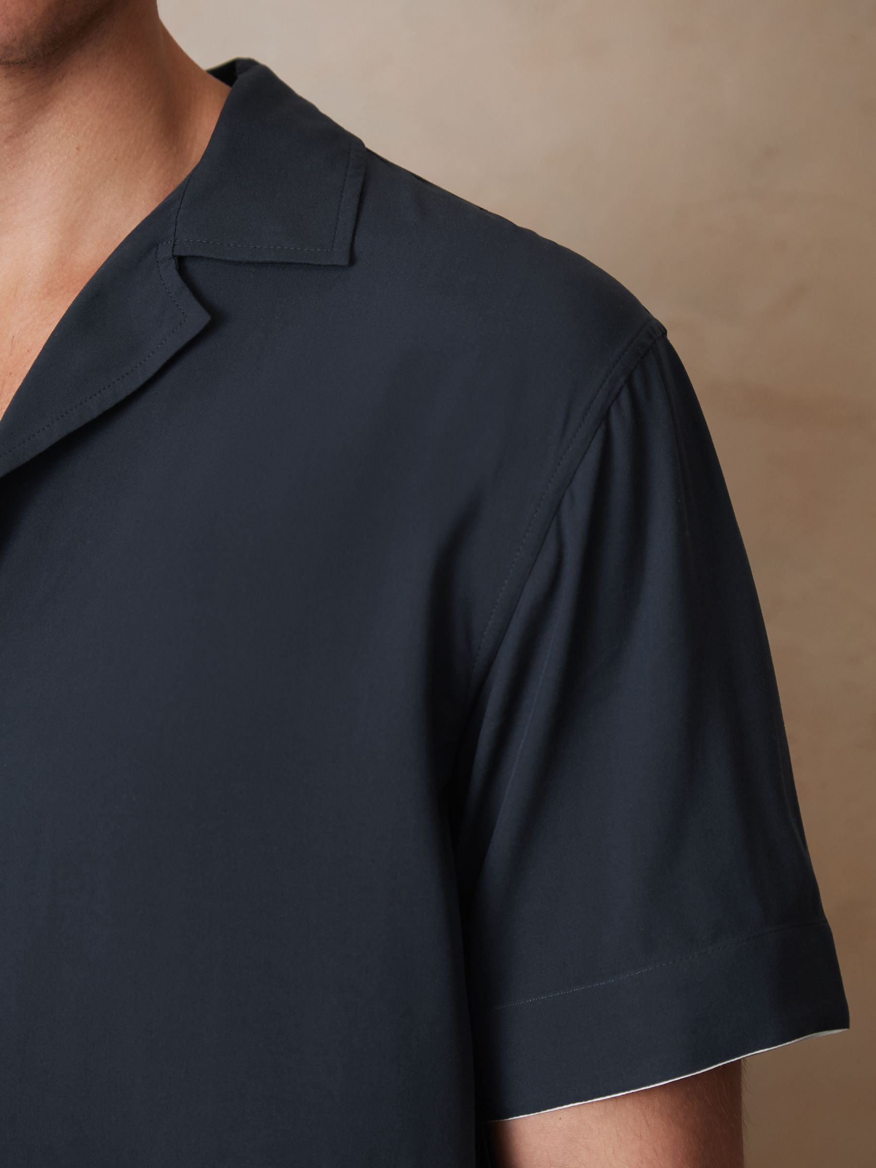 Reiss | Ché Stripe-Cuff Shirt in Navy