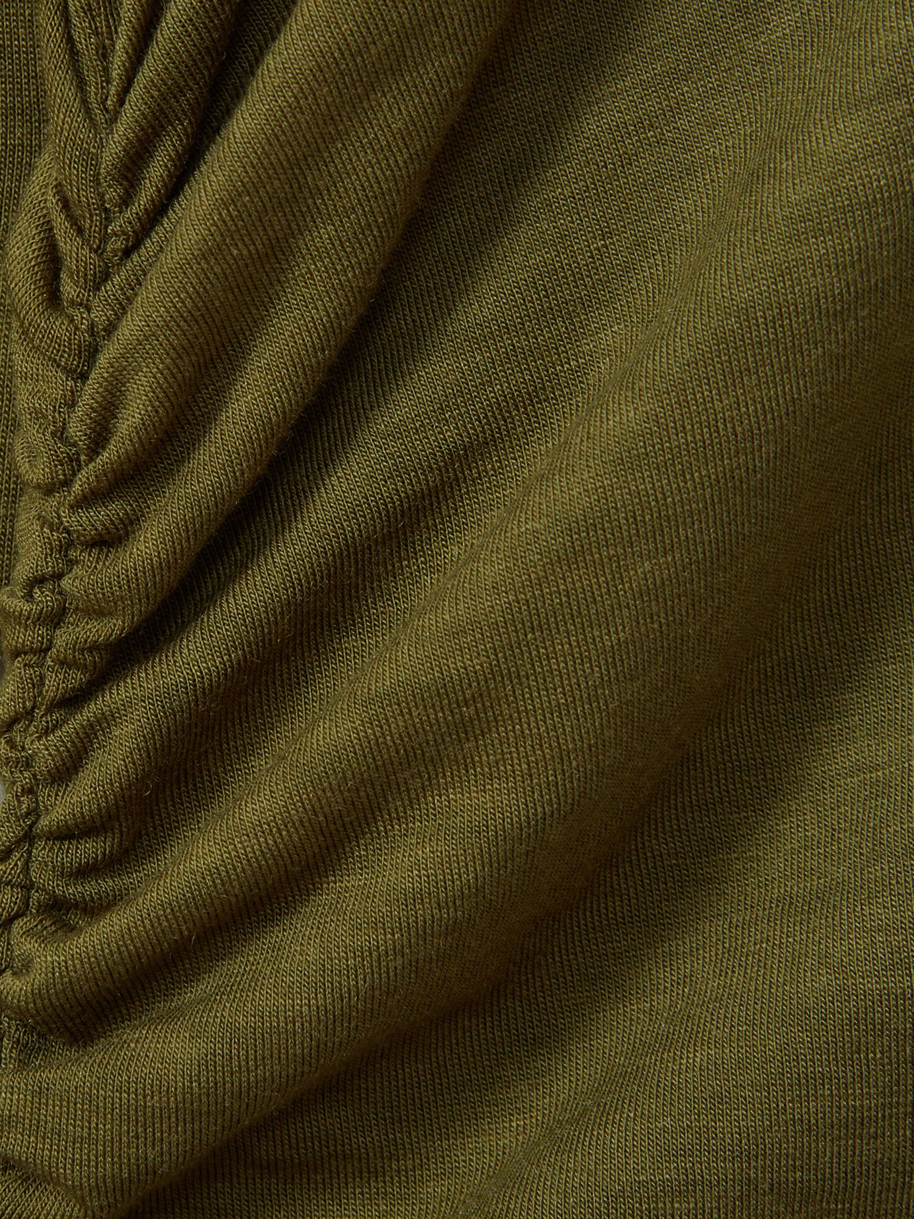 Ruched Side Crew-Neck Top in Green