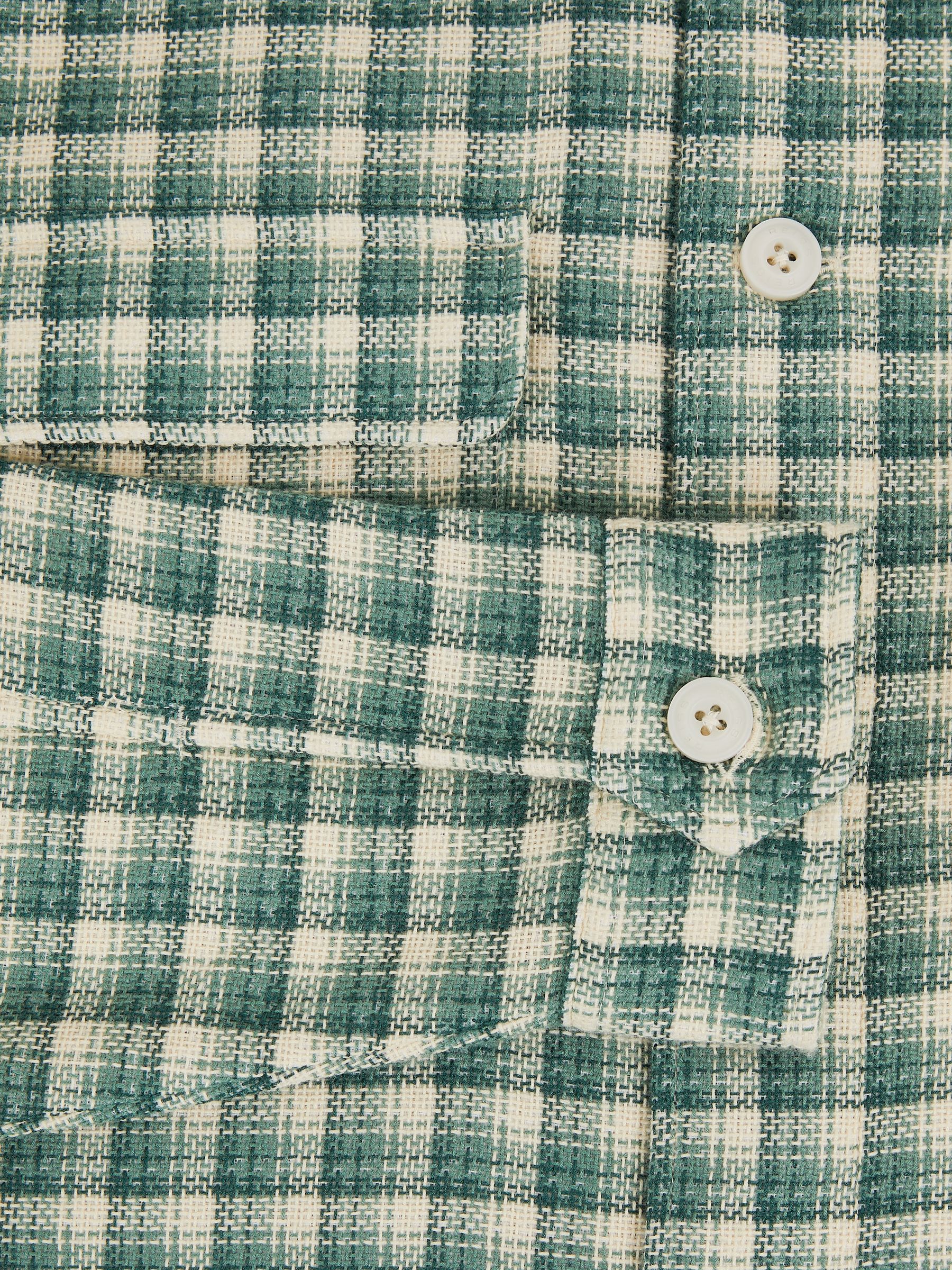 Woven Check Twin Pocket Overshirt in Green Multi