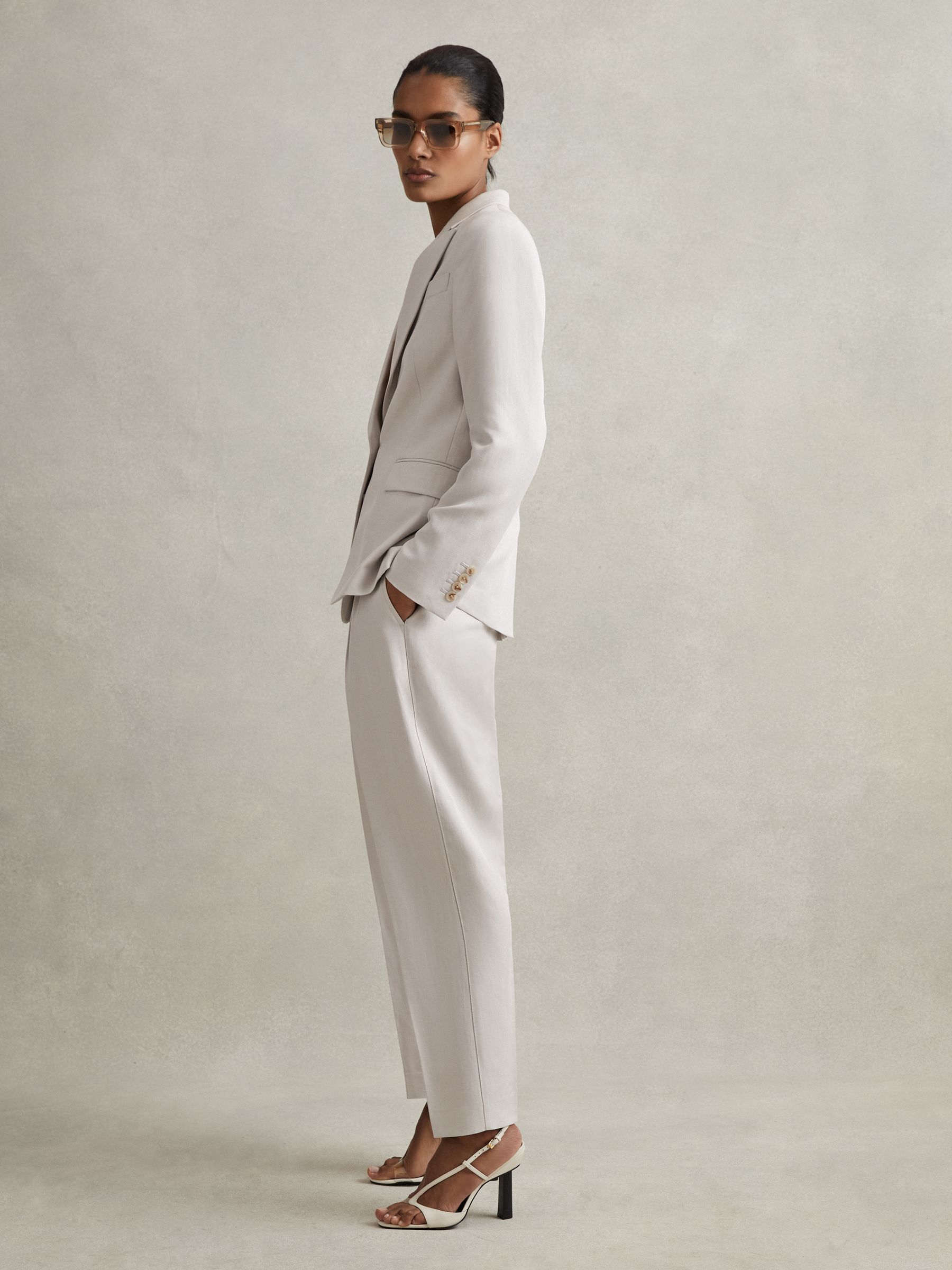 Tapered Suit Trousers with TENCEL? Fibers in Light Grey